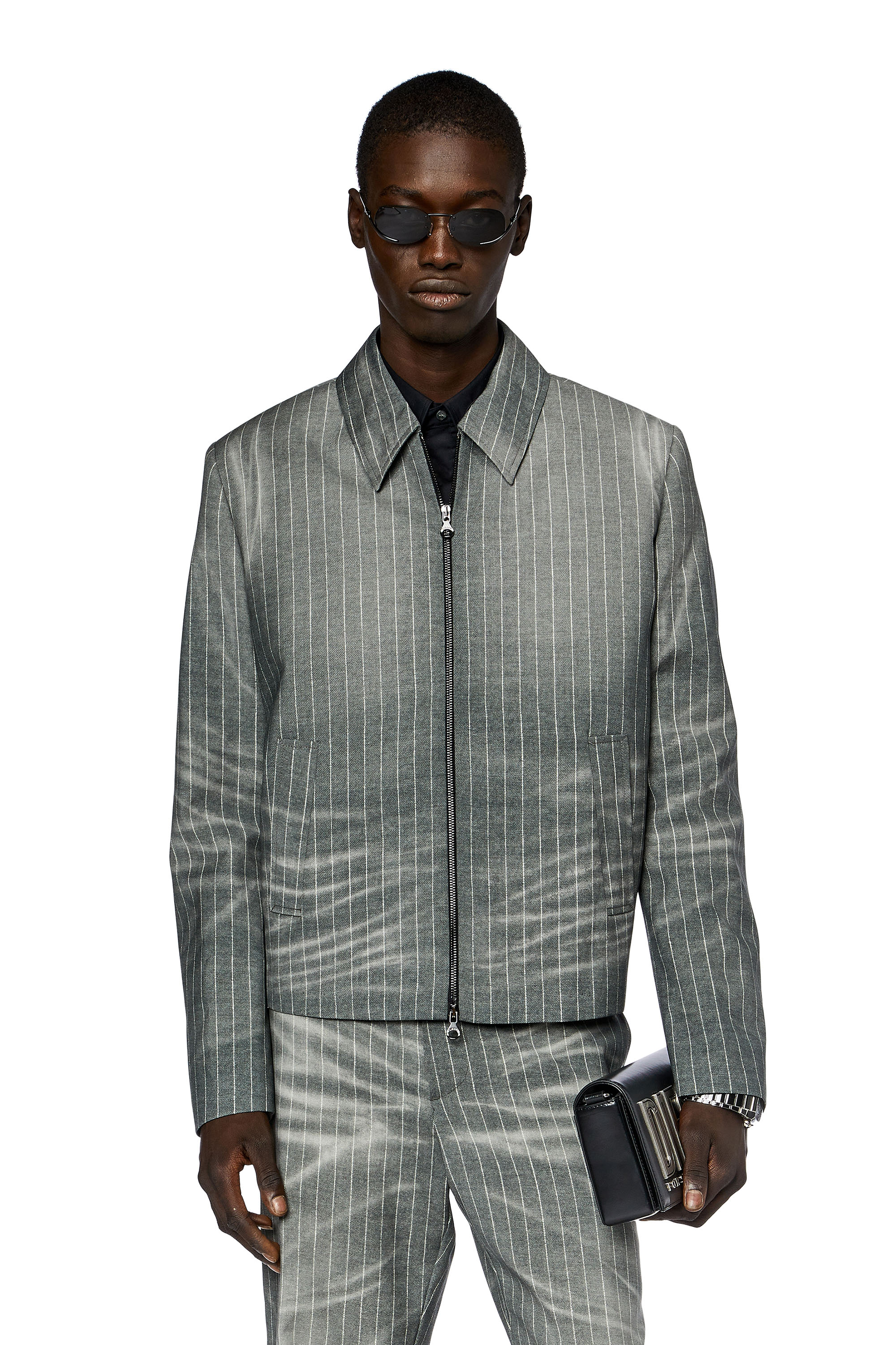 Diesel - Printed pinstripe jacket in virgin wool - Jackets - Man - Grey