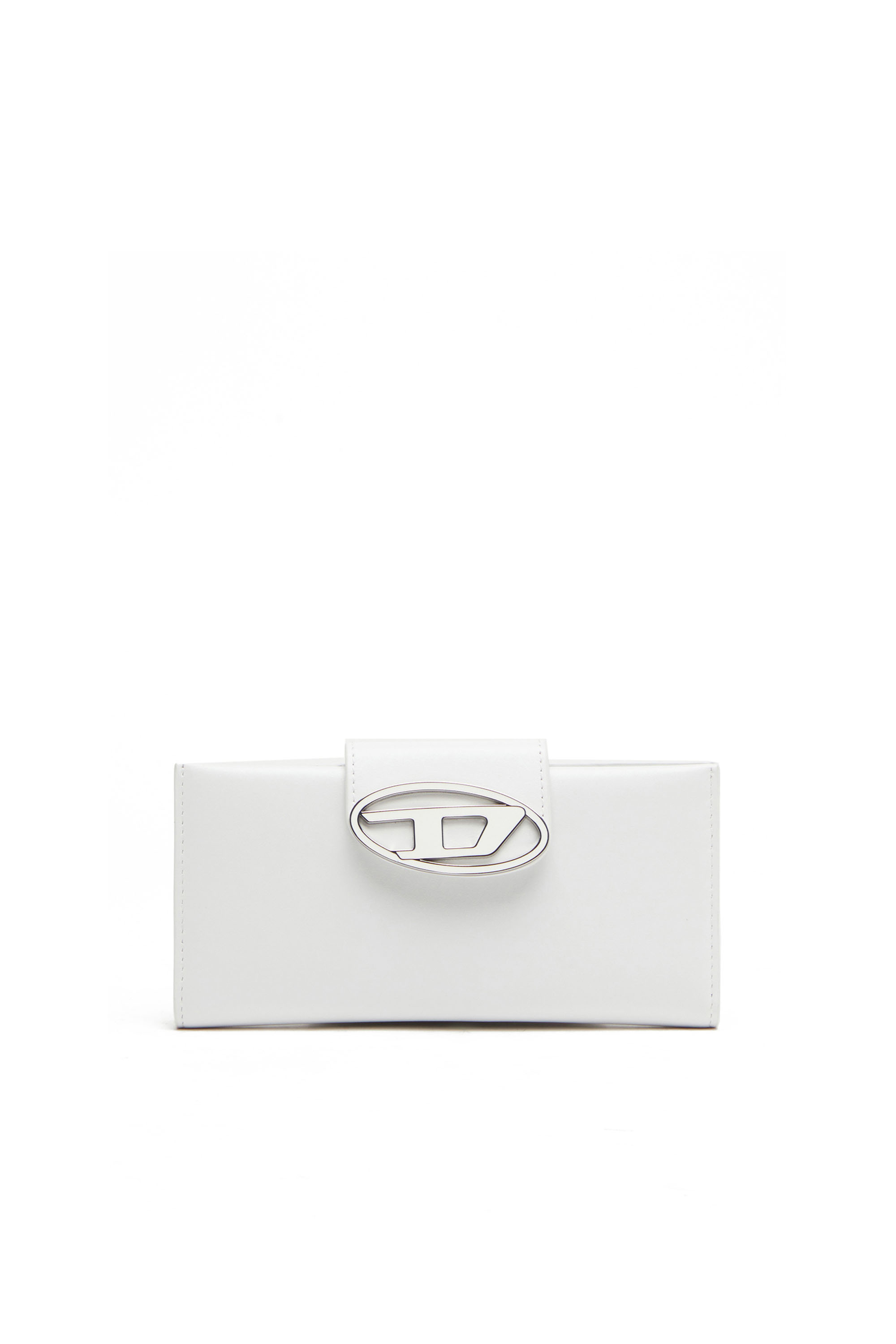 Diesel - Portefeuille continental en cuir avec plaque à logo - Petits Portefeuilles - Femme - Blanc