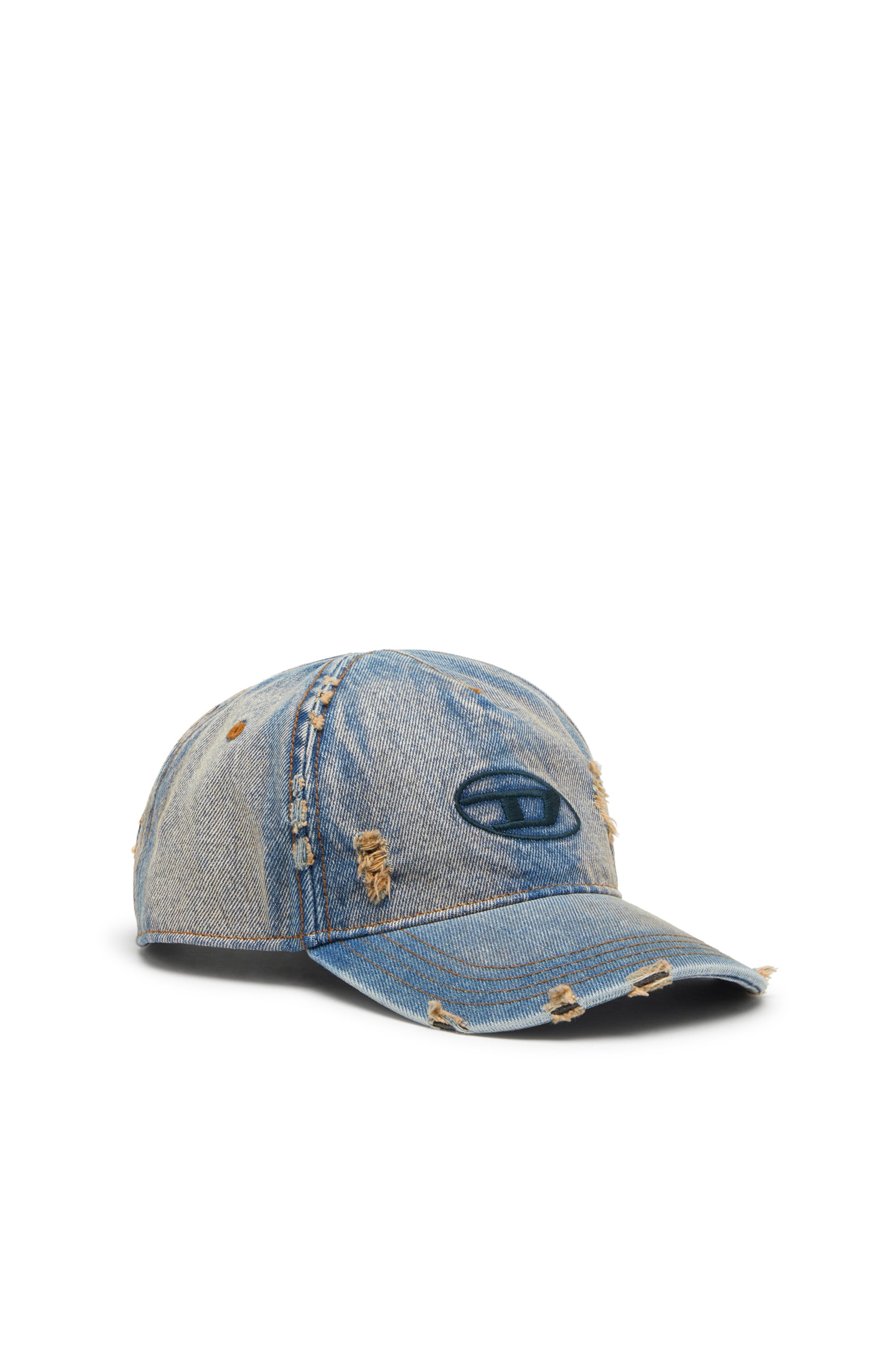 Diesel - Denim cap with frayed details and embroidered logo - Caps - Man - Blue