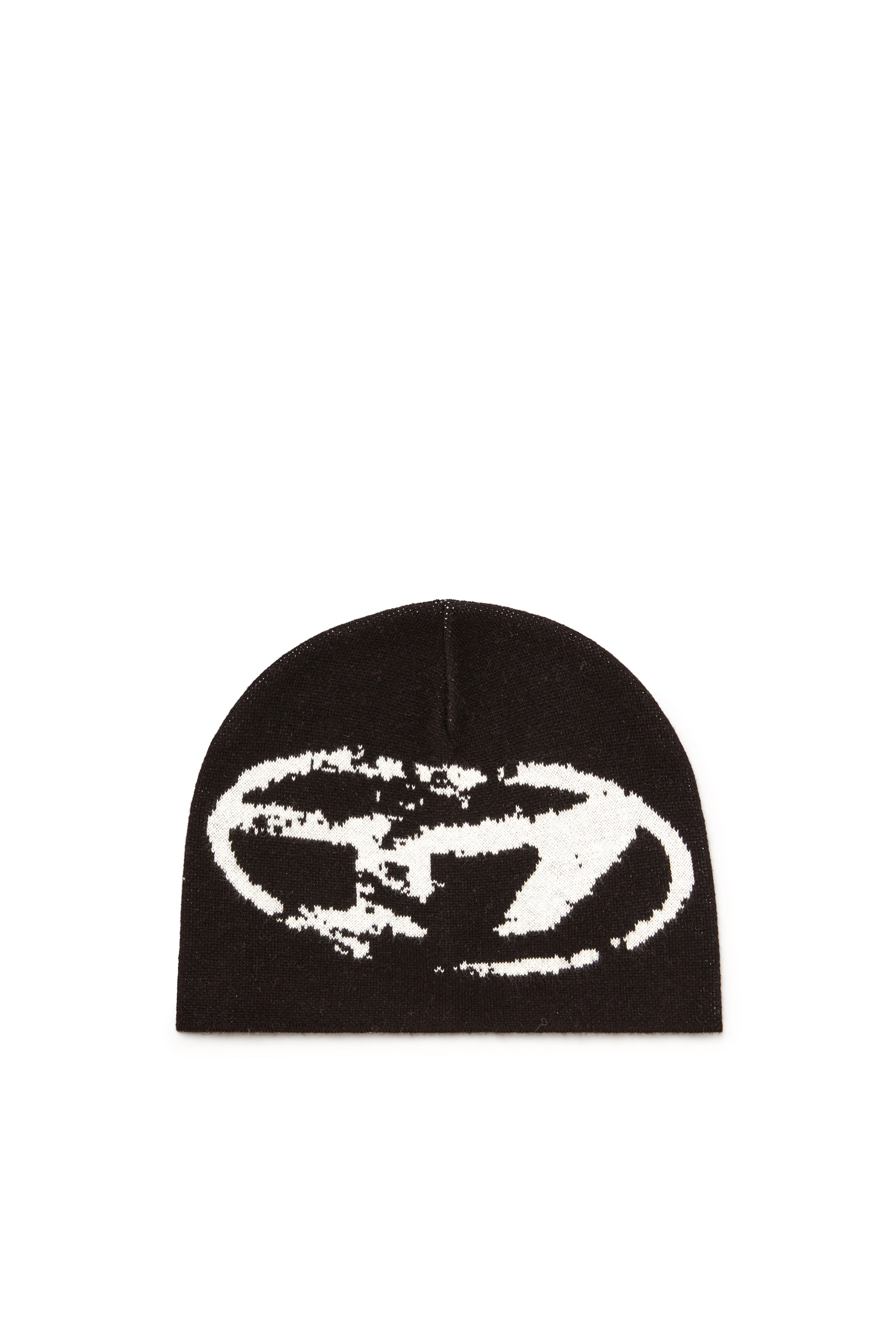 Diesel Unisex Black - Wool-Blend Beanie With Oval D Logo - Knit Caps Uni