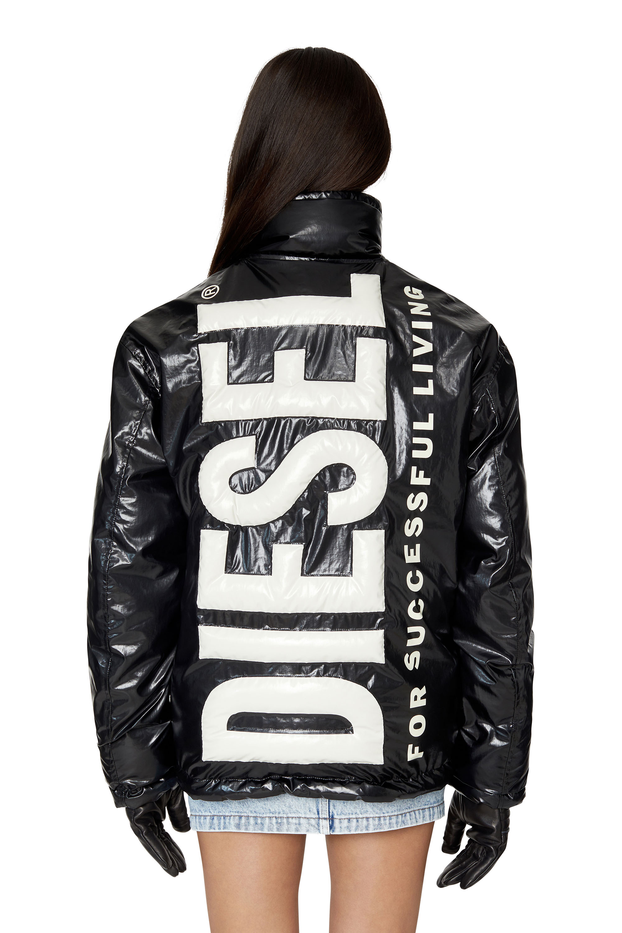 Diesel - Oversized reversible logo puffer jacket - Winter Jackets - Woman - Black