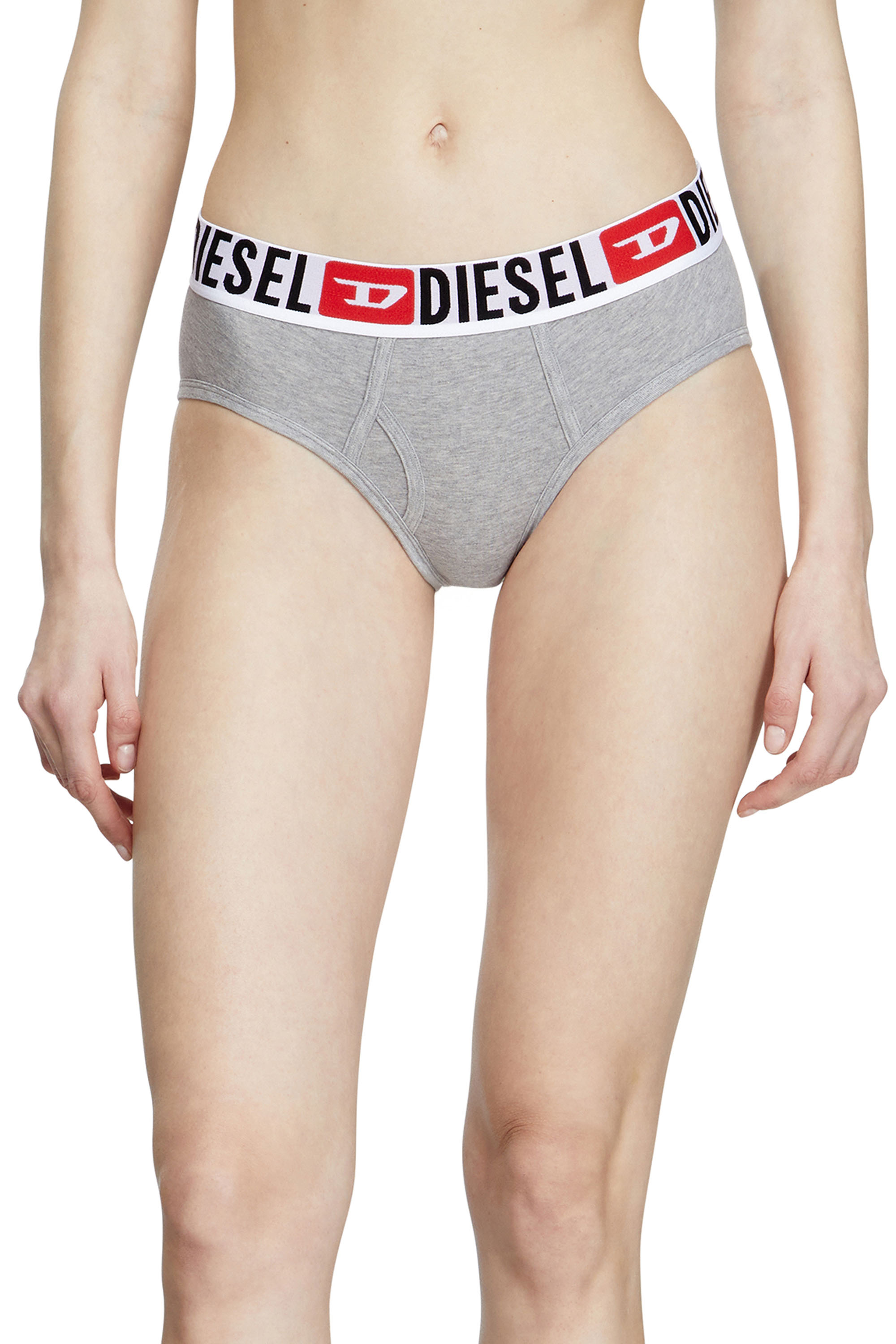 DIESEL THREE-PACK BRIEFS WITH MAXI-LOGO WAIST 