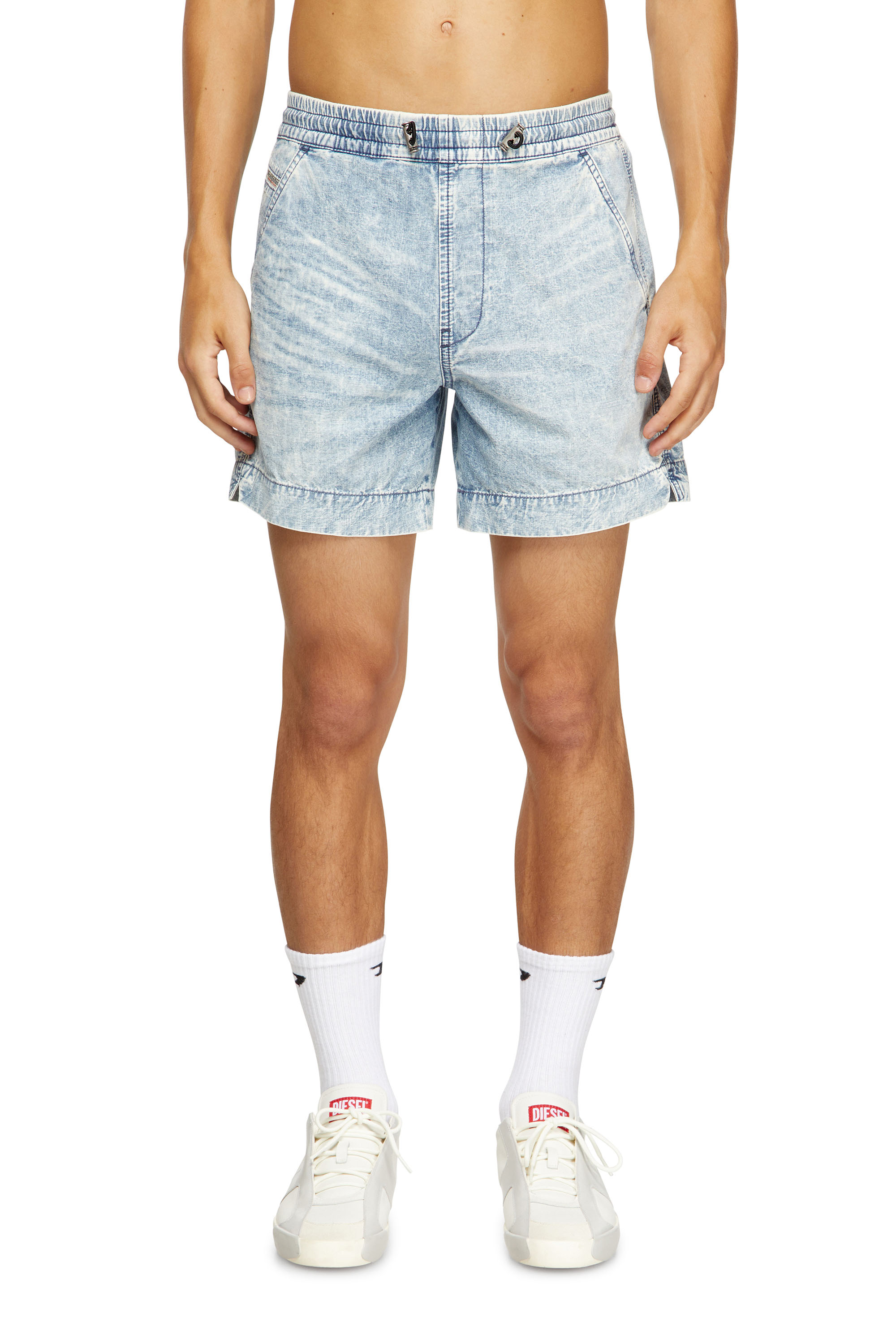 Diesel Shorts In Marbled Denim In Blue