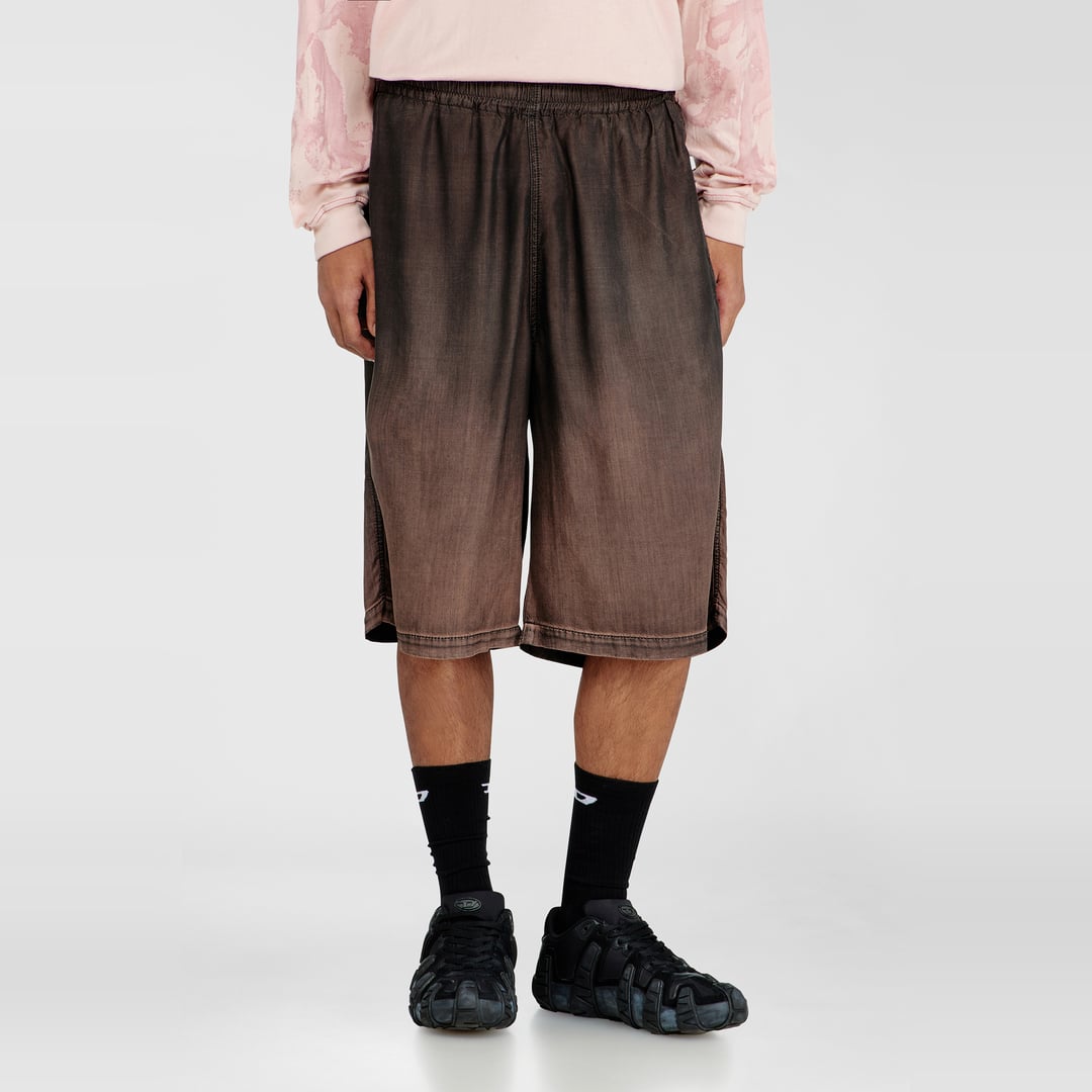Diesel - Relaxed bermuda shorts in fluid coated denim - Denim short pants - Unisex - Brown