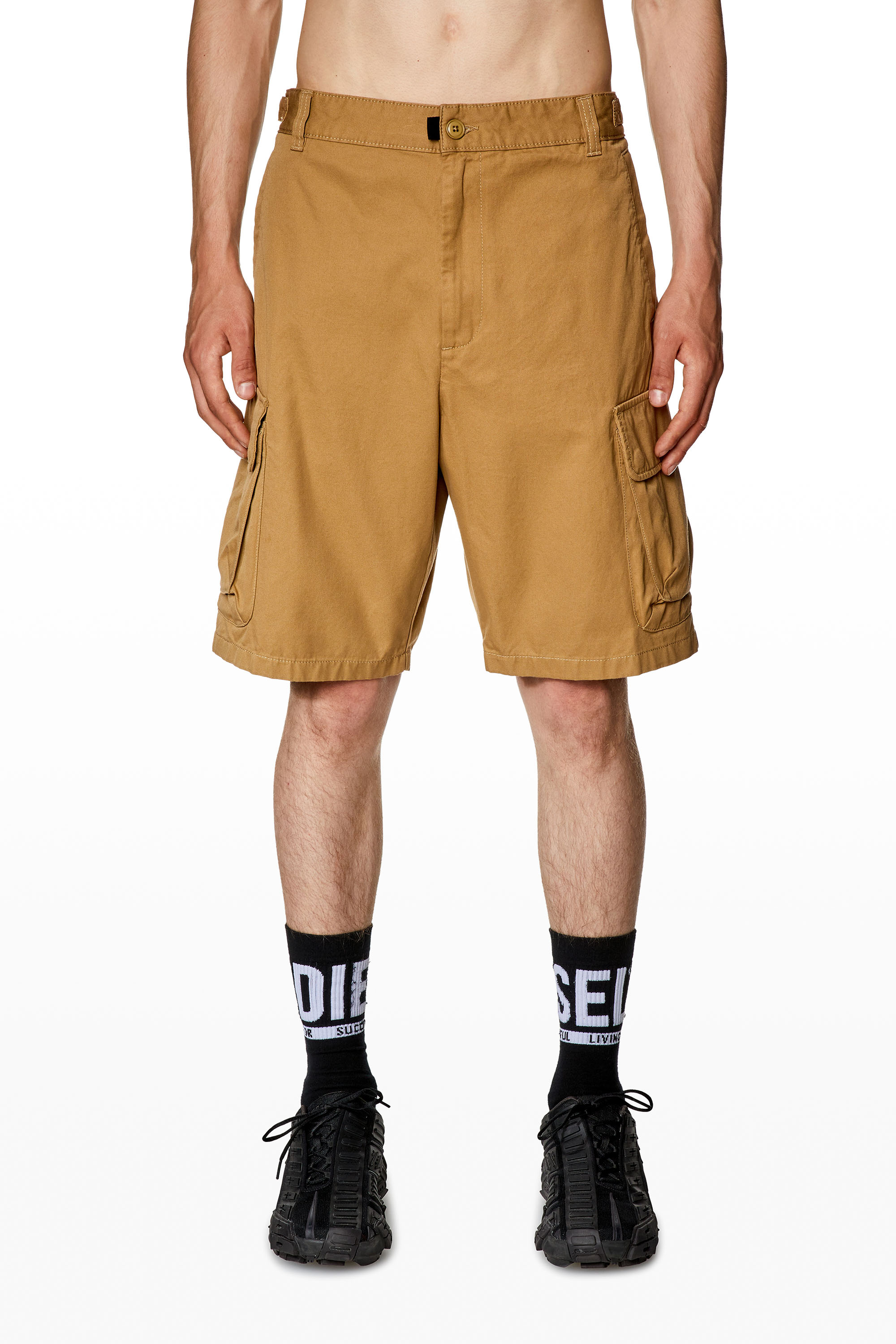 Diesel - Twill cargo shorts in organic cotton - Shorts - Man - Brown