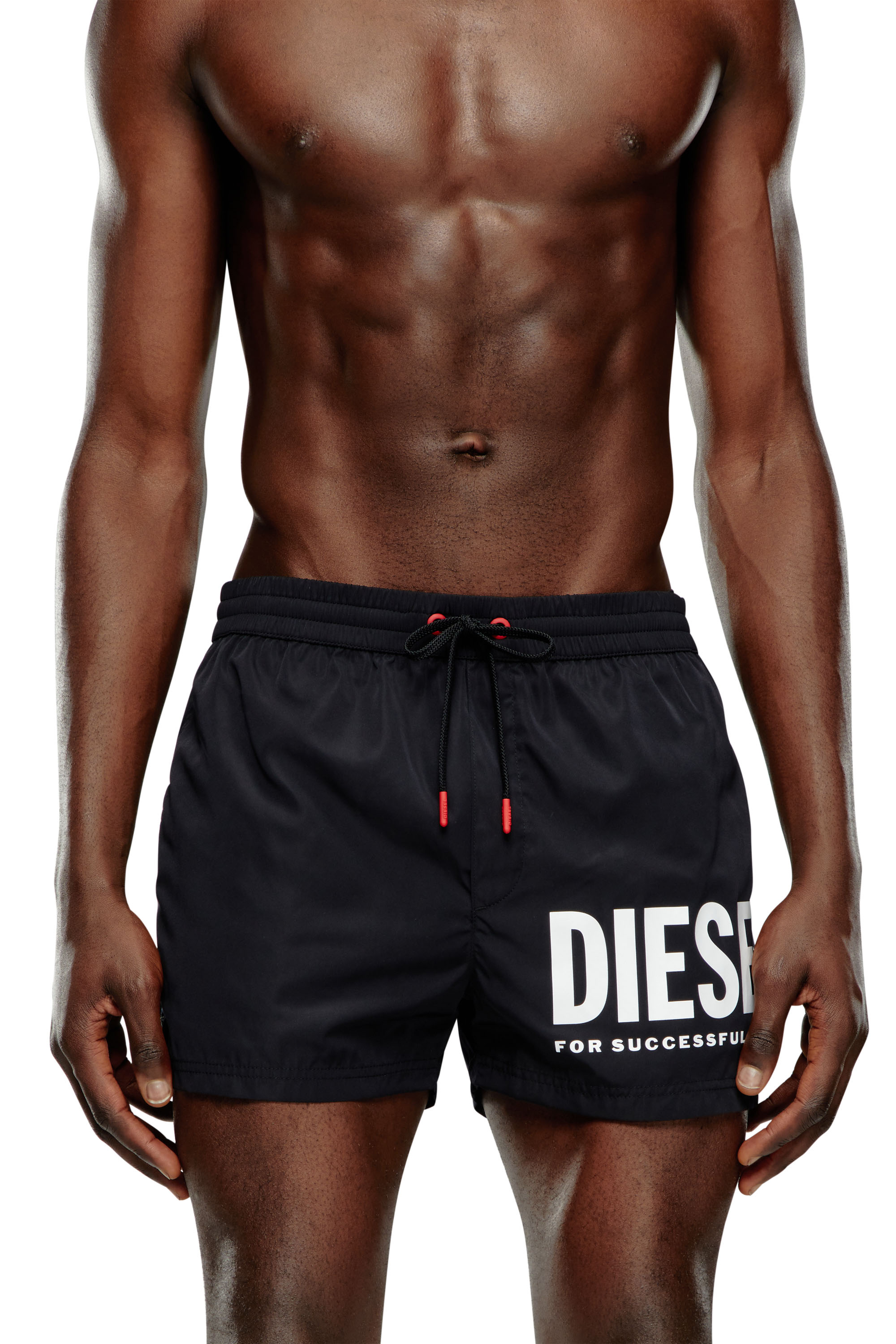 Diesel - Swim shorts with tonal logo - Swim shorts - Man - Black