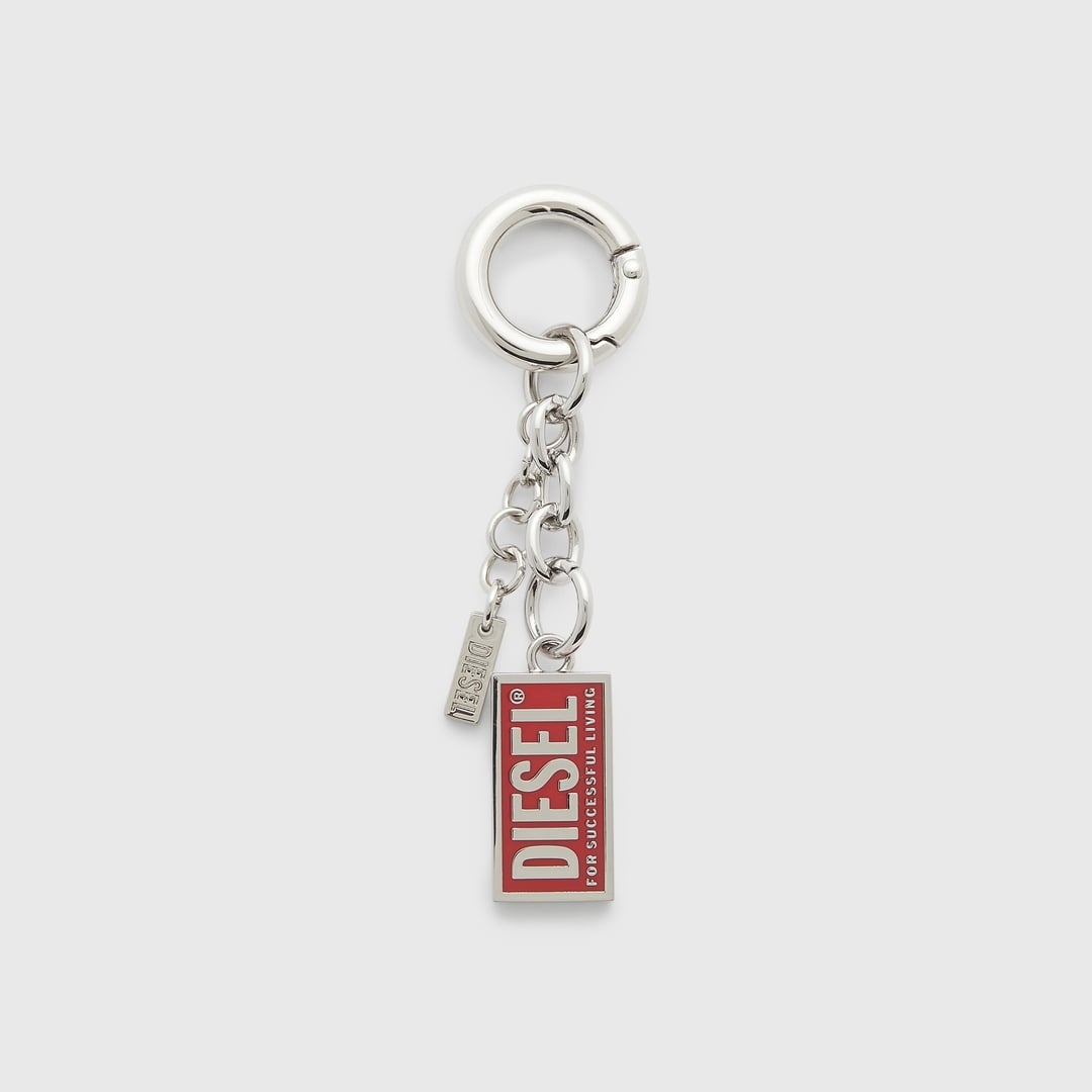 Diesel - Metal keyring with Biscotto logo charm - Charms and Keyrings - Woman - Silver