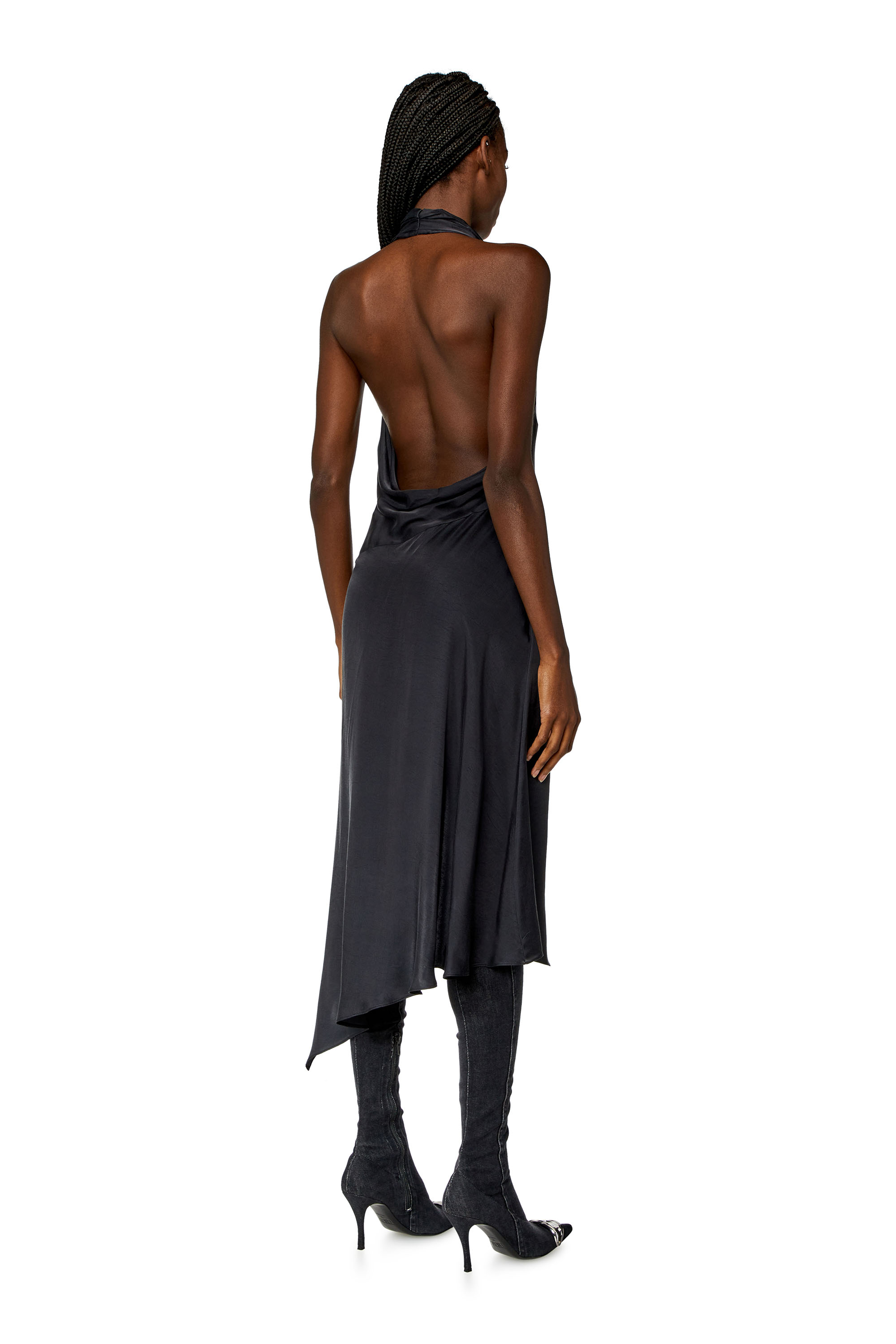 Diesel - Draped dress in cupro-modal satin - Dresses - Woman - Grey