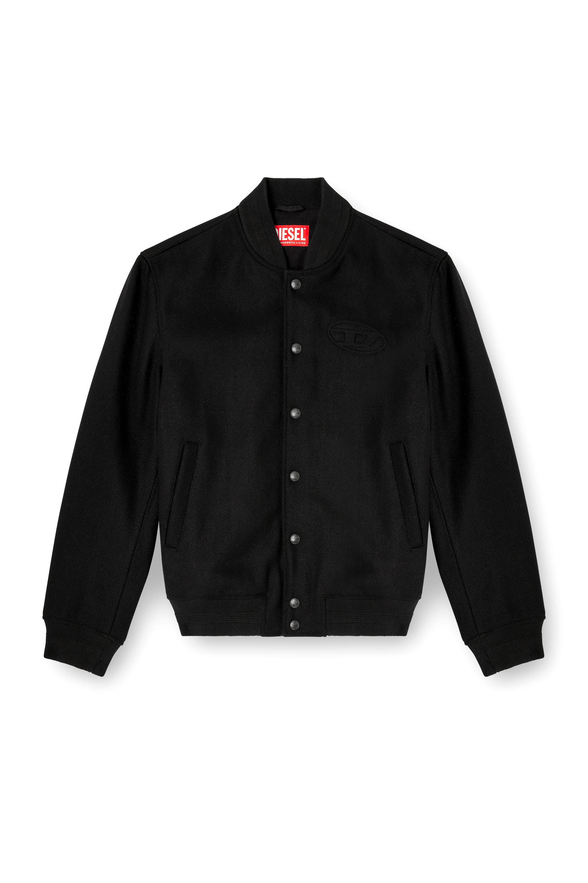 Diesel - J-ARRY, Man's Lined bomber jacket in wool blend in Black - 3