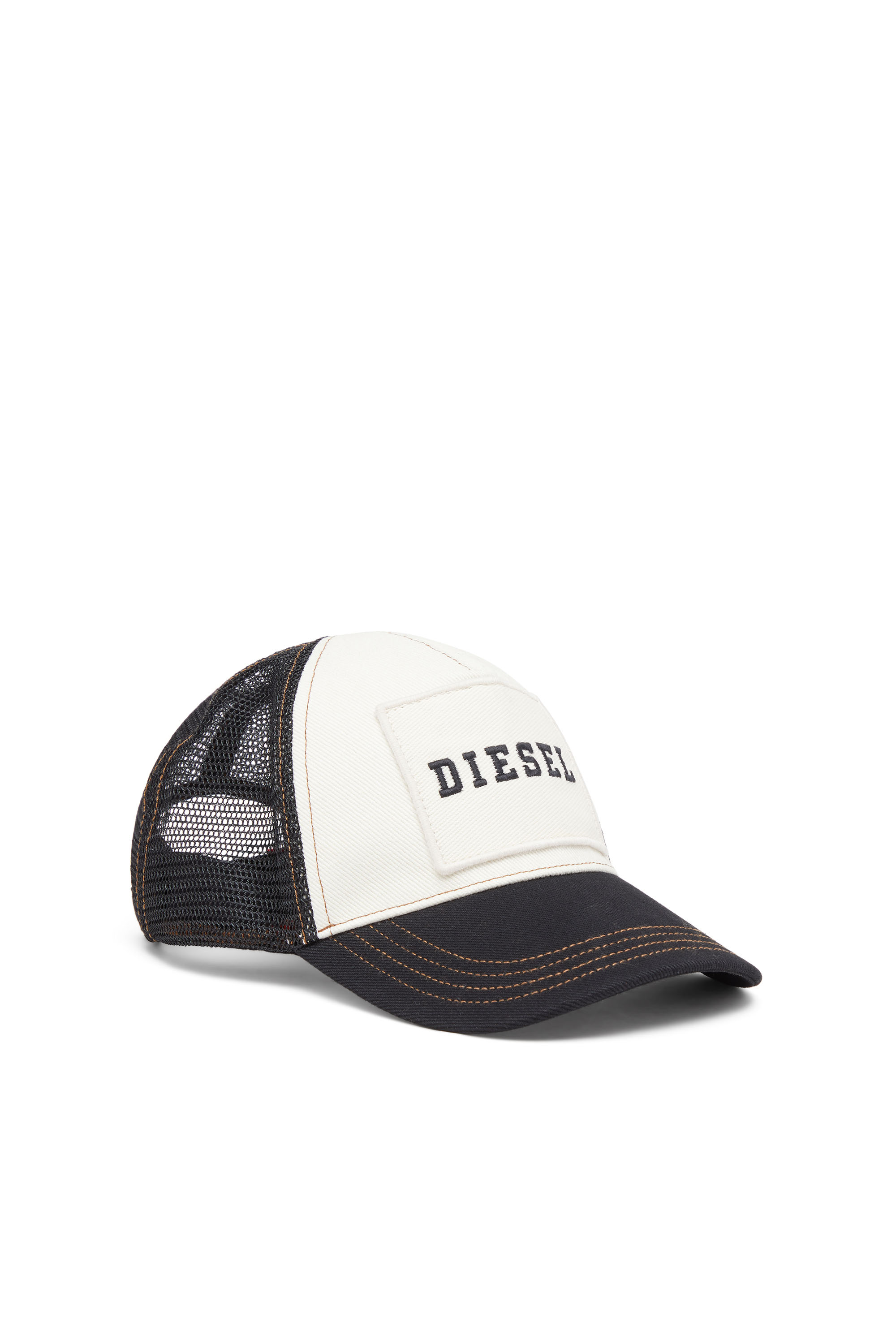 Diesel - C-MESHYFLY-20TH, Man's Cotton cap with mesh back and logo in Black/White - 1