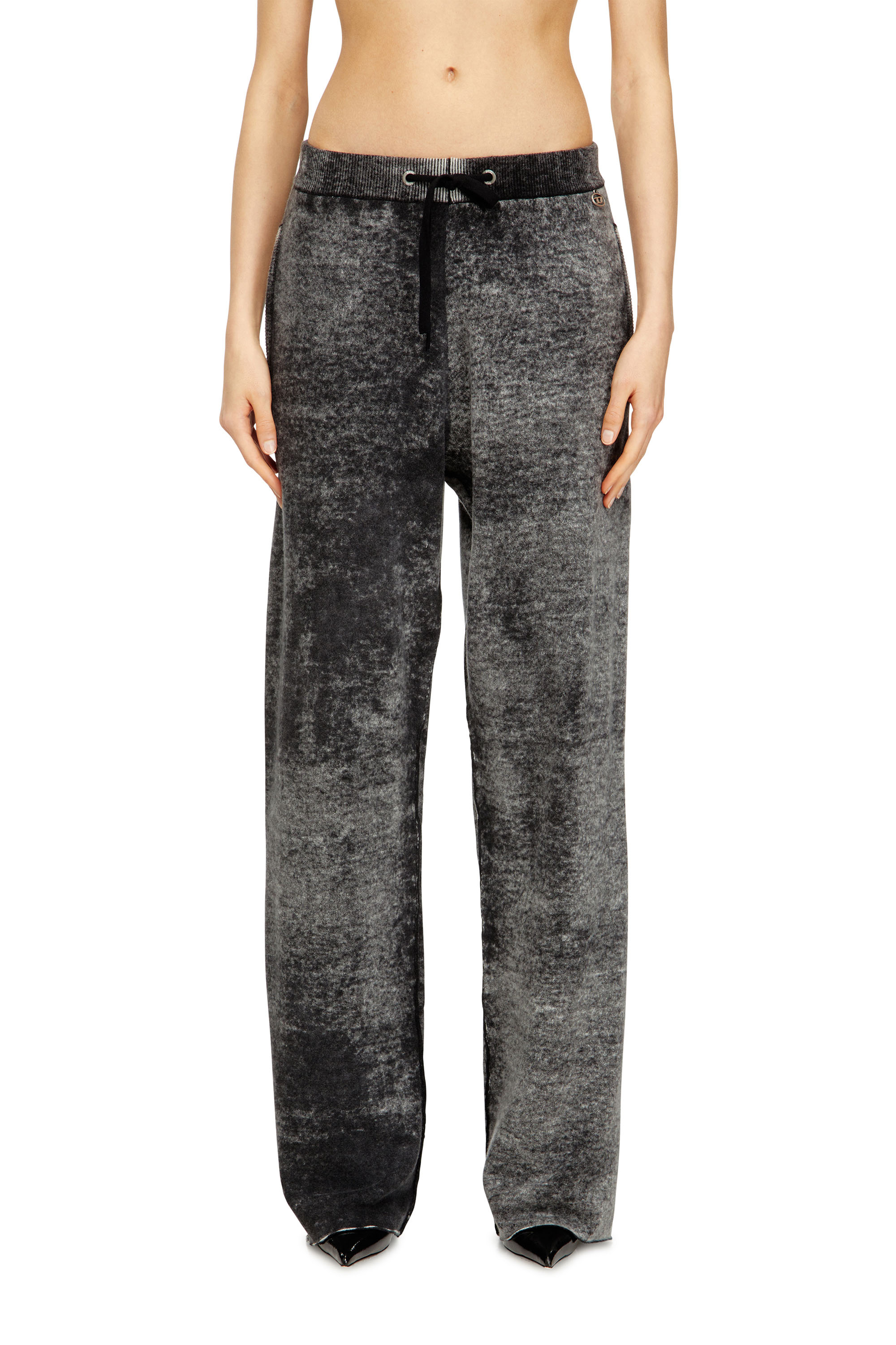 Diesel Women's Grey - Reverse-Print Knitted Wool Track Pants - Shorts - Woman Xxs