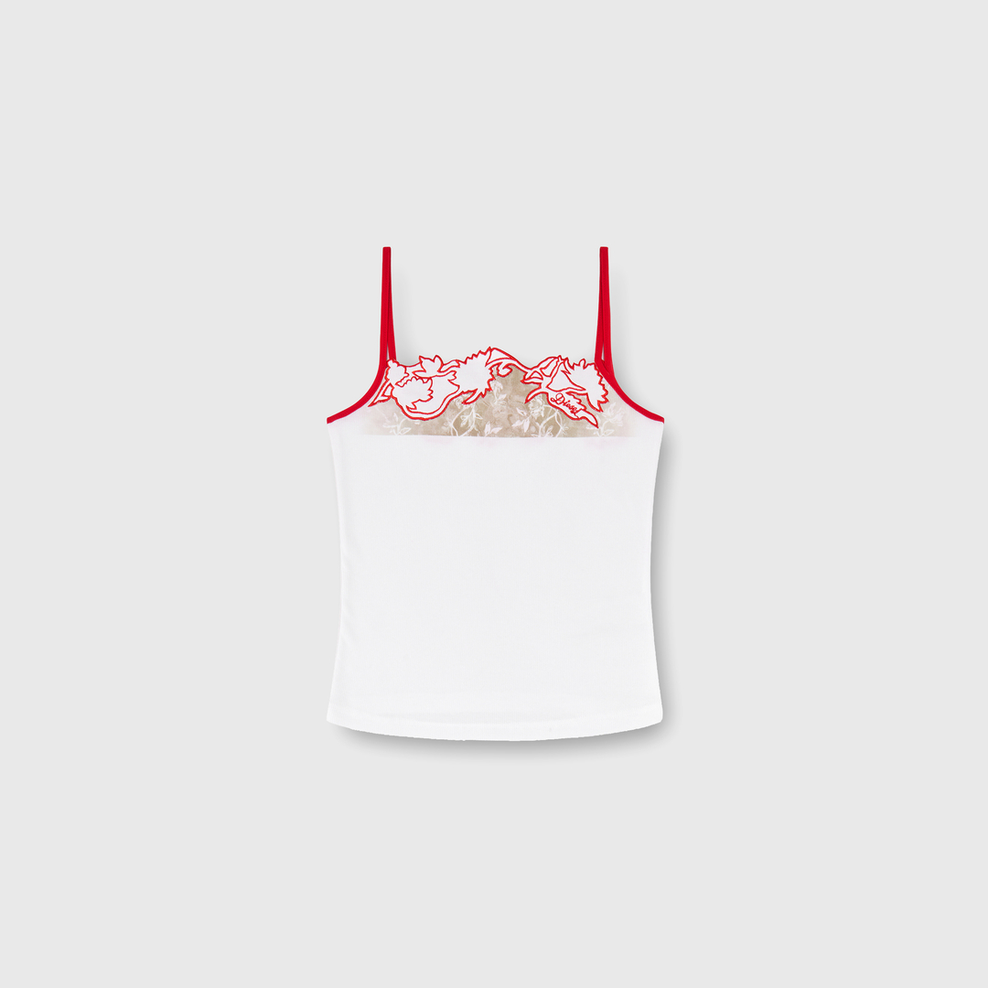 Diesel - Débardeur côtelé avec broderie florale en contour - Haut - Femme - Polychrome