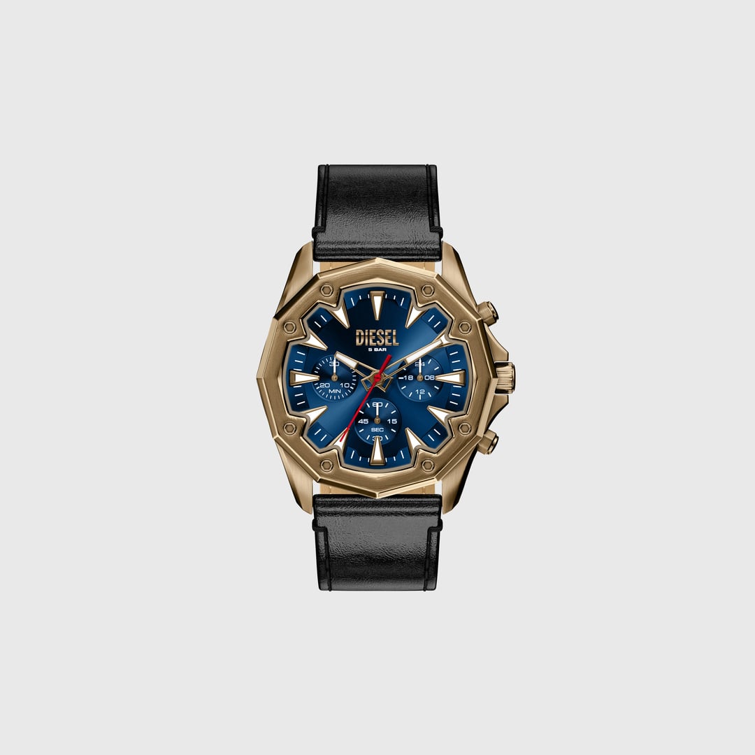 Diesel - Stinger antique gold-tone leather watch - Timeframes - Man - Black