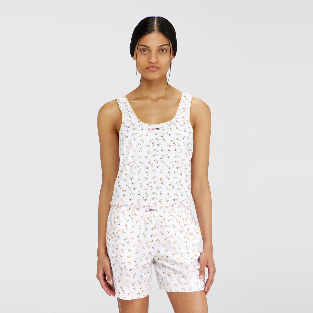 Diesel - Stretch cotton top with floral print - Tops - Woman - White