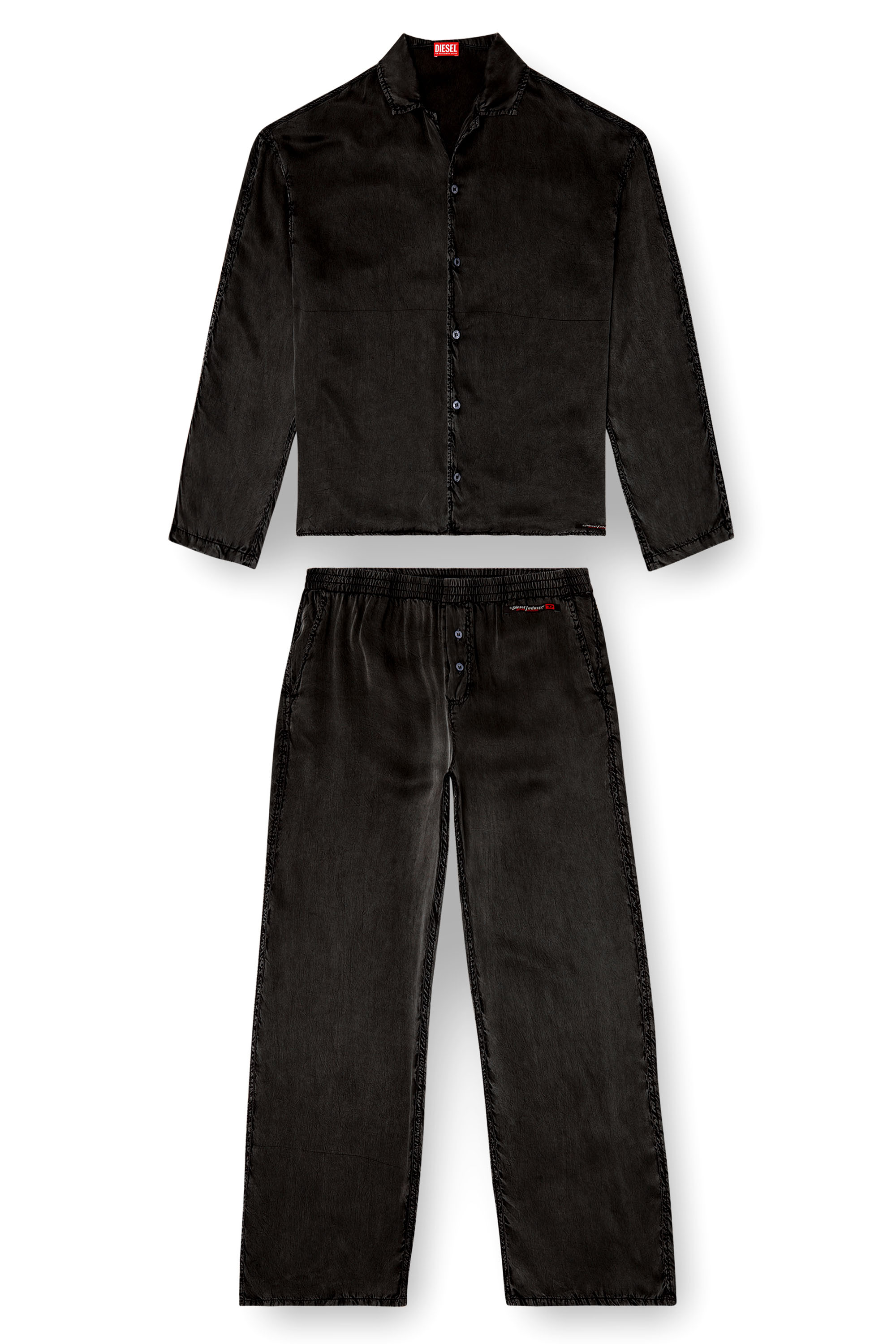 Diesel - SET-KEITH-DNM, Unisex's Fluid pyjamas with denim effect in Black - 3