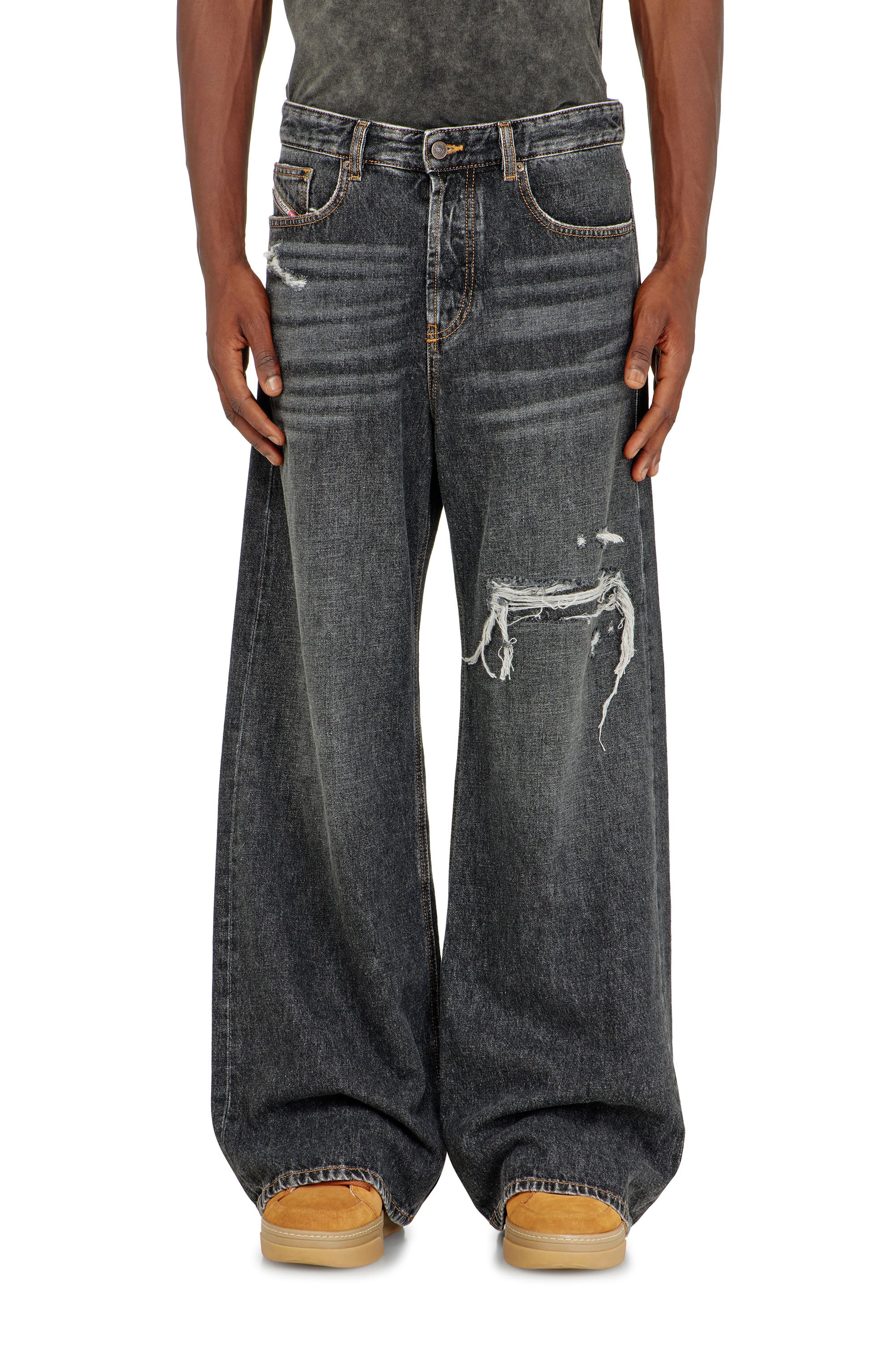 Diesel Relaxed Jeans Low Waist D-Rise, Black/Dark grey, Button fly
