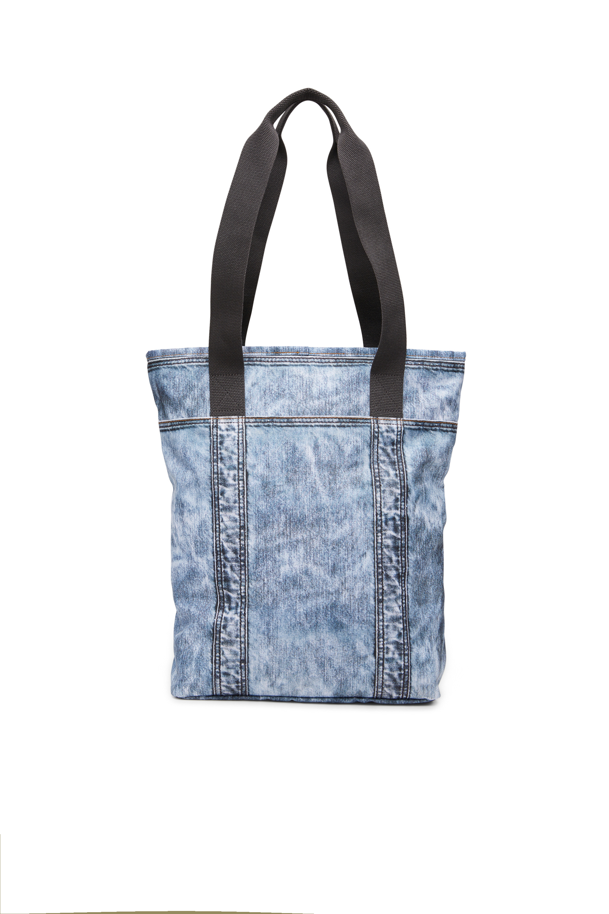 Diesel - DIESEL TOTE, Unisex's Tote bag in trompe l'oeil denim in Blue - 3