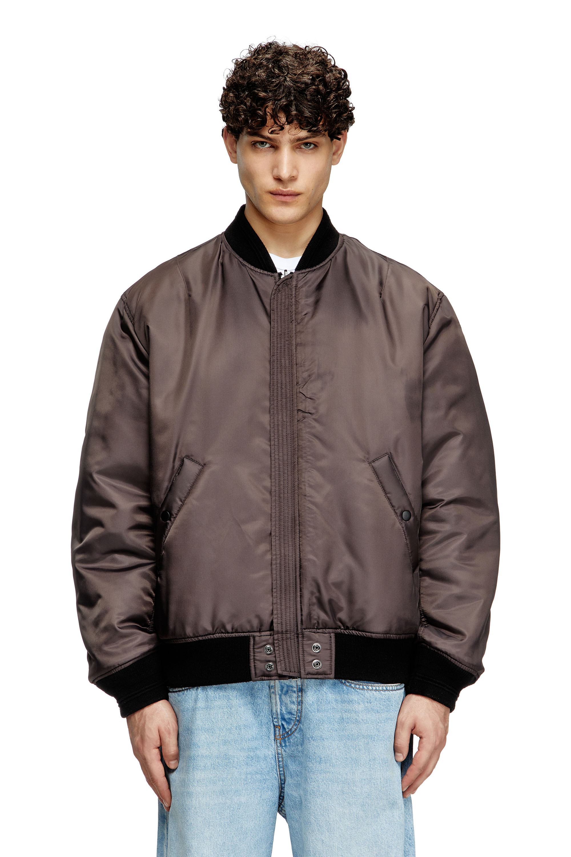 Diesel - J-HELD, Man's Bomber in padded nylon with Oval D in Black - 2