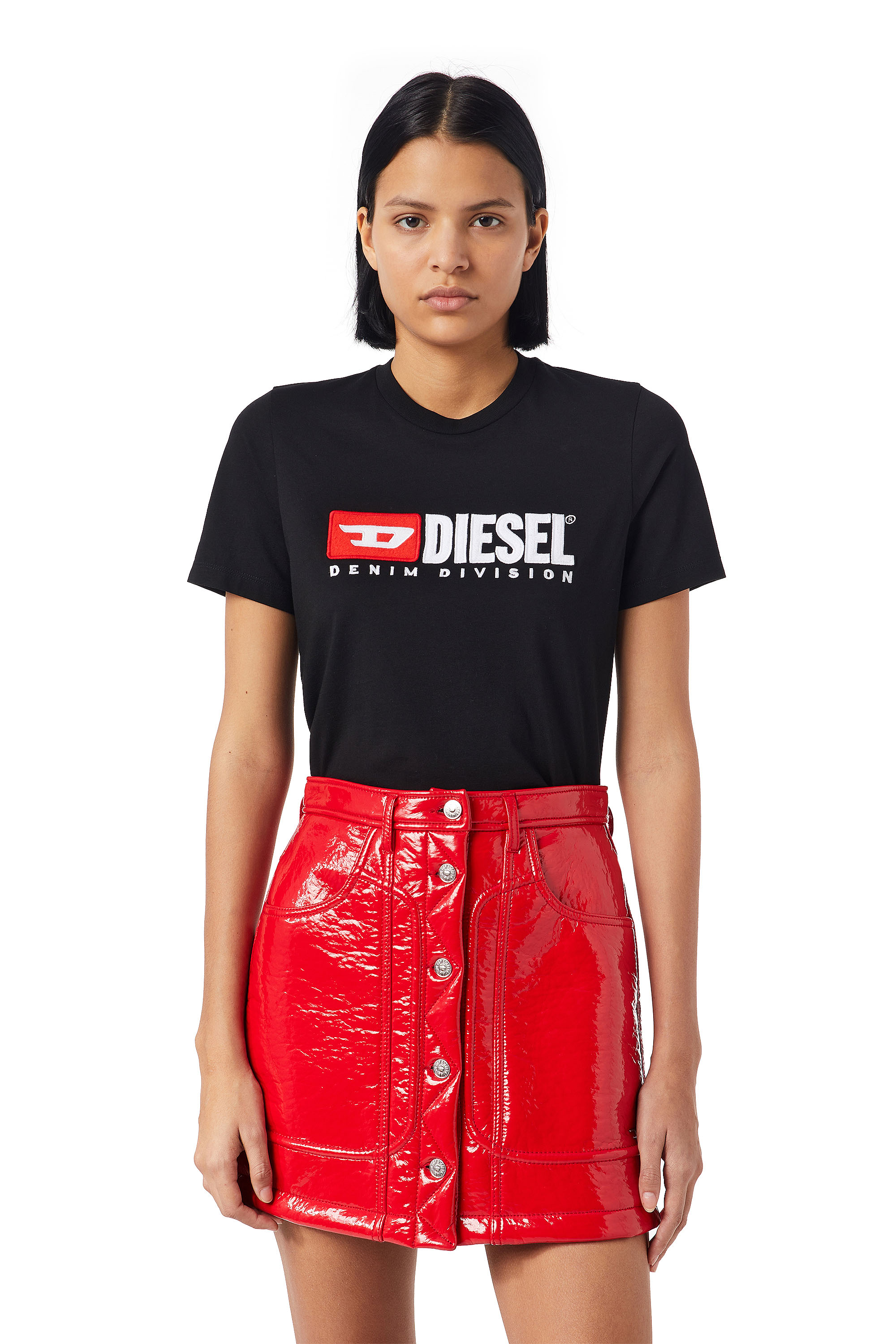 Diesel - T-shirt con applicazioni in pile - T-Shirts - Donna - Nero