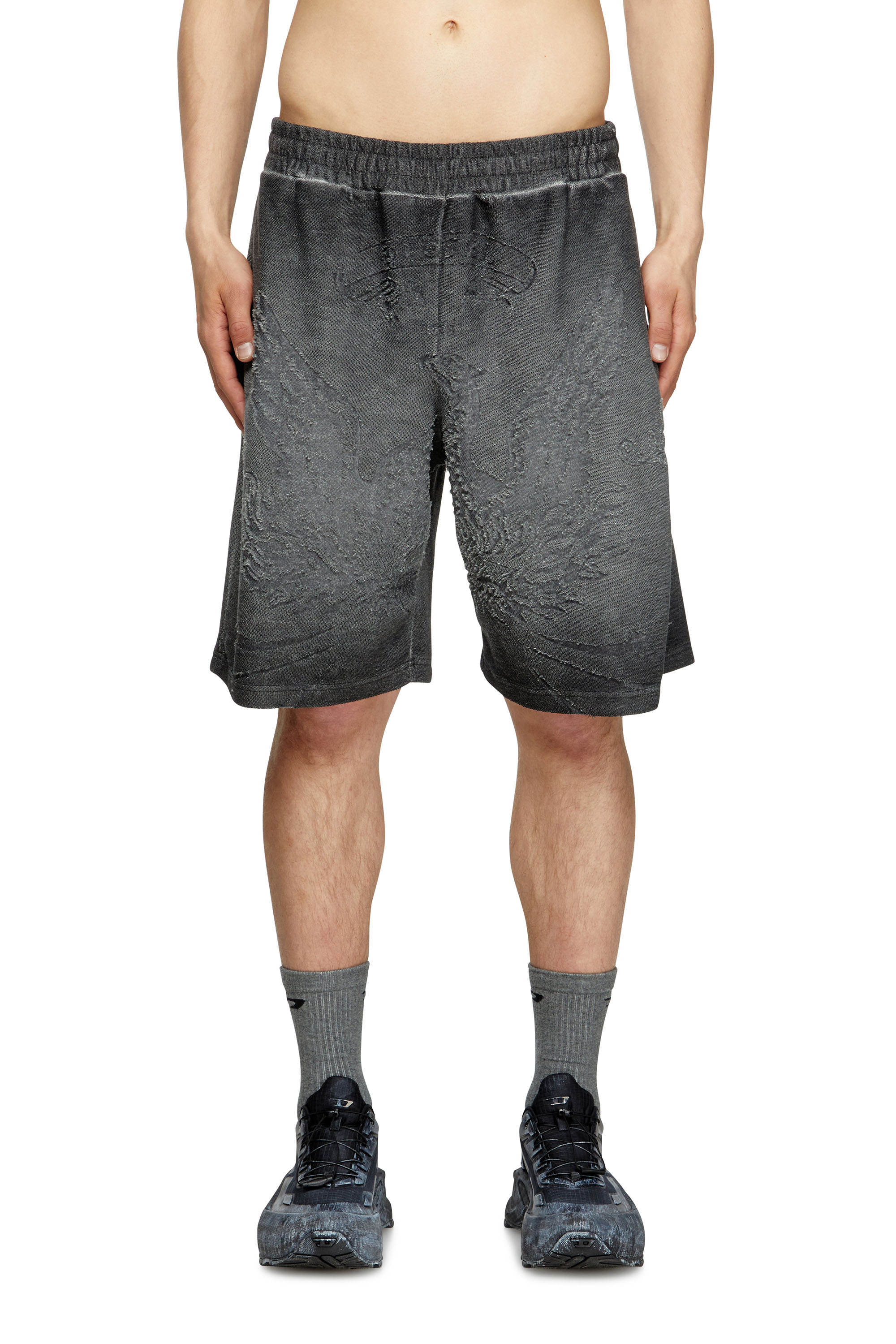 Diesel Men's Grey - Shorts With Phoenix Devoré - Shorts - Man Xxl