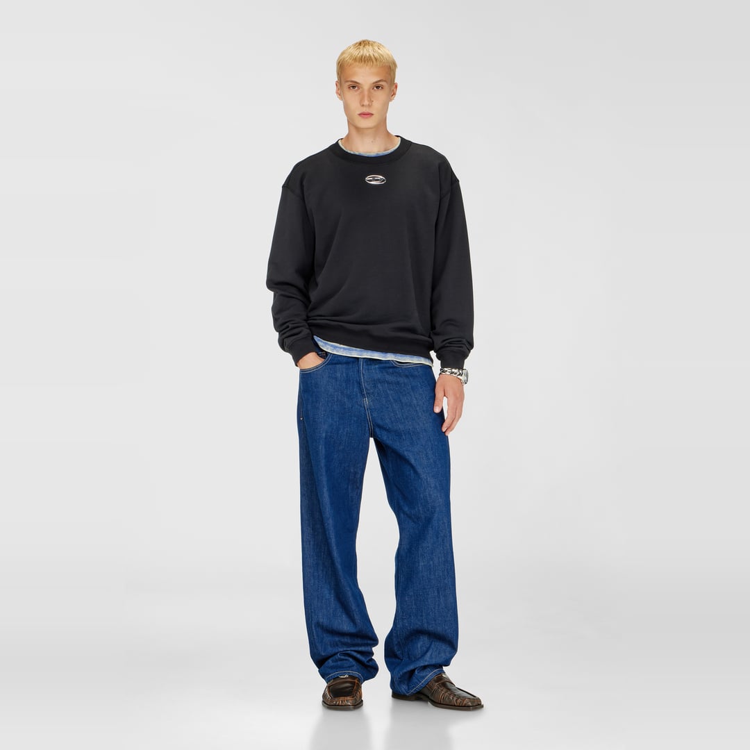 Diesel - Sweat régulier avec Oval D métallique - Pull Cotton - Homme - Noir