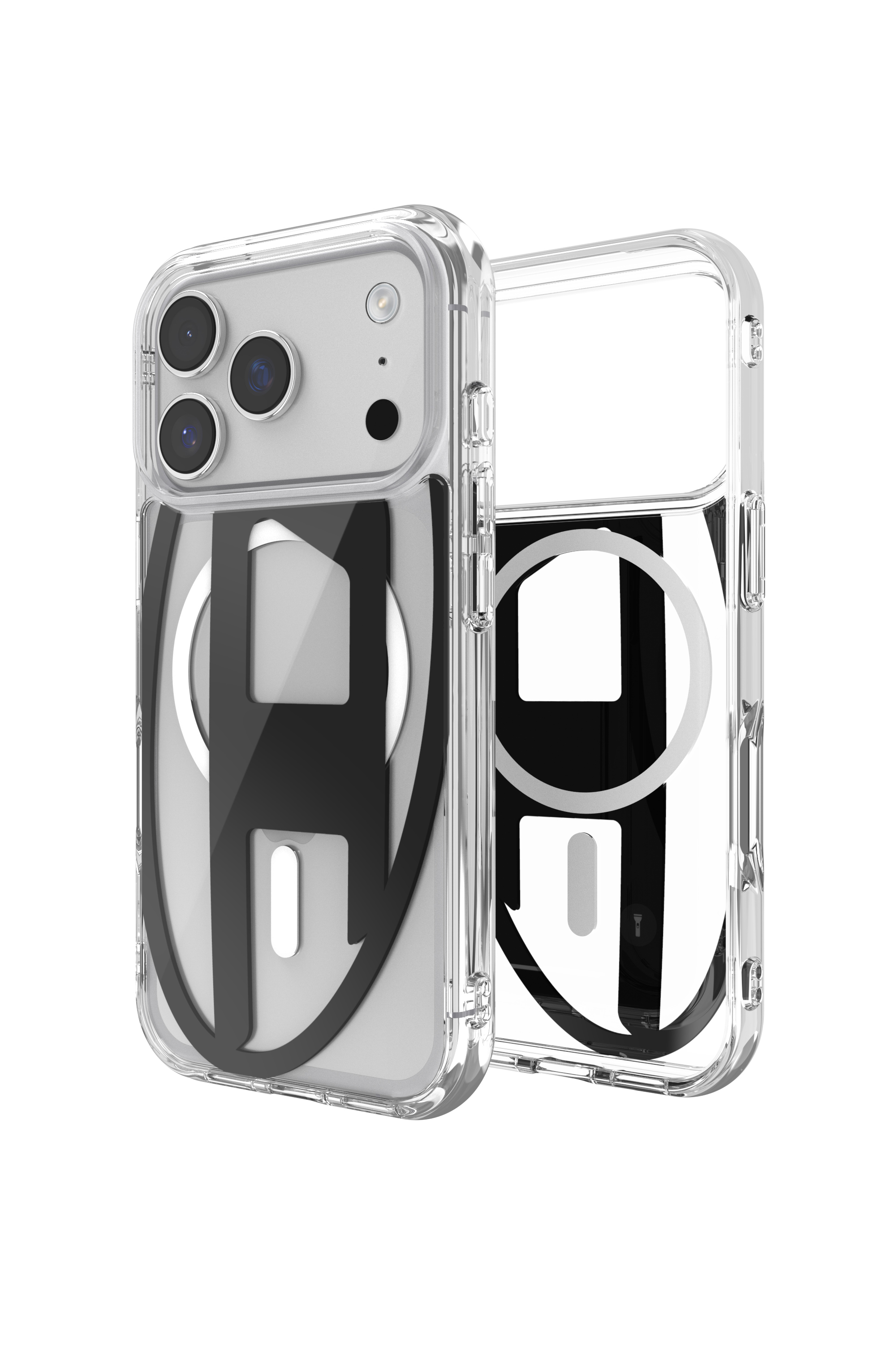 Diesel Nero Unisex - Custodia Metallica Oval D Con Magsafe Per Iphone Pro - Cover Taglia 17