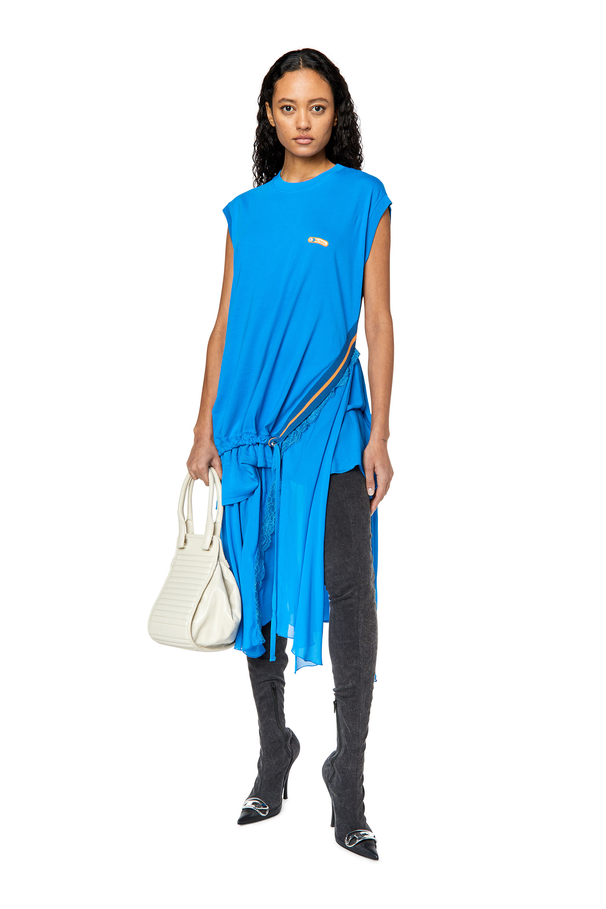 Diesel Sleeveless Dress With Crêpe Hem In Blue