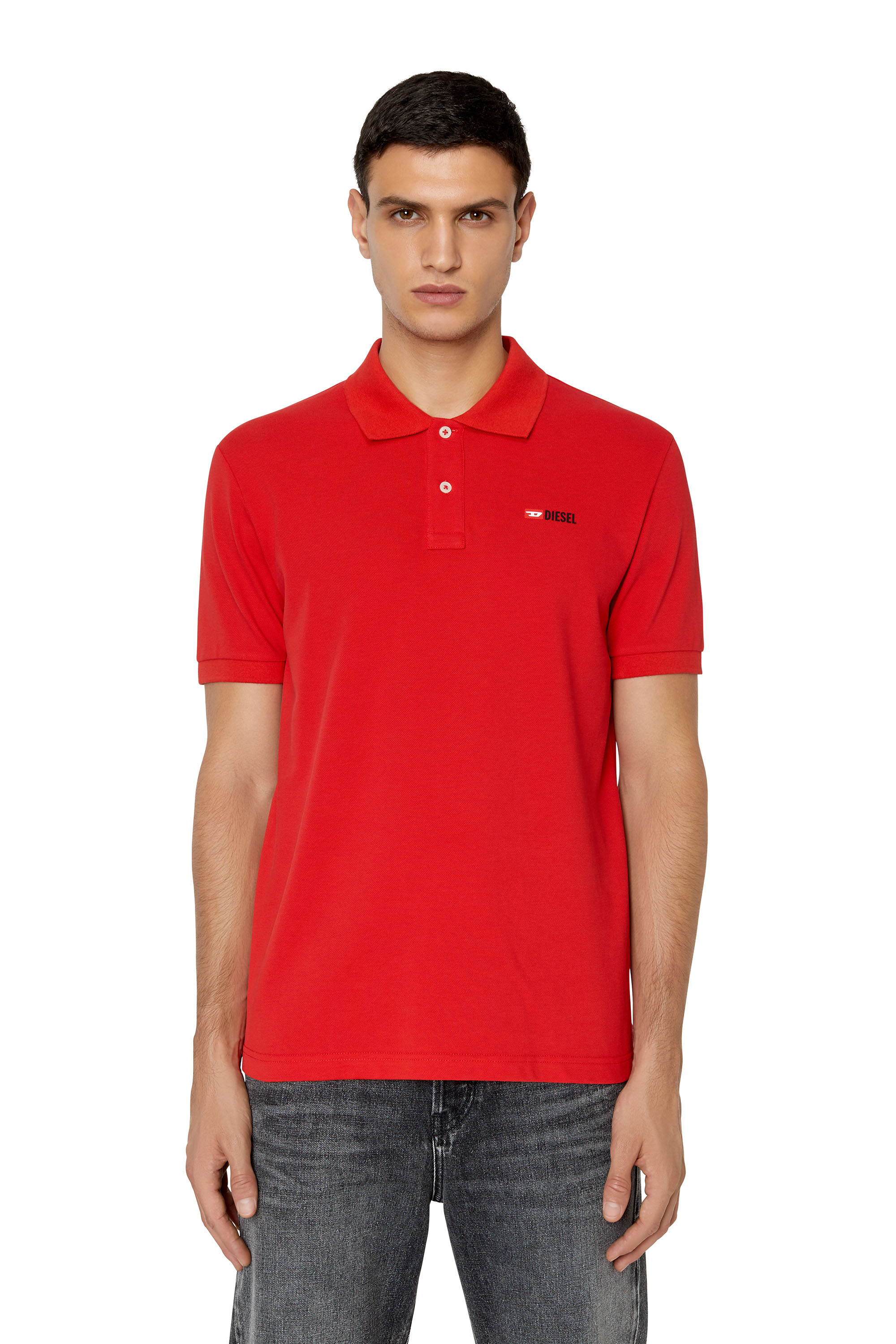 Diesel Polo Con Logo 3d In Red