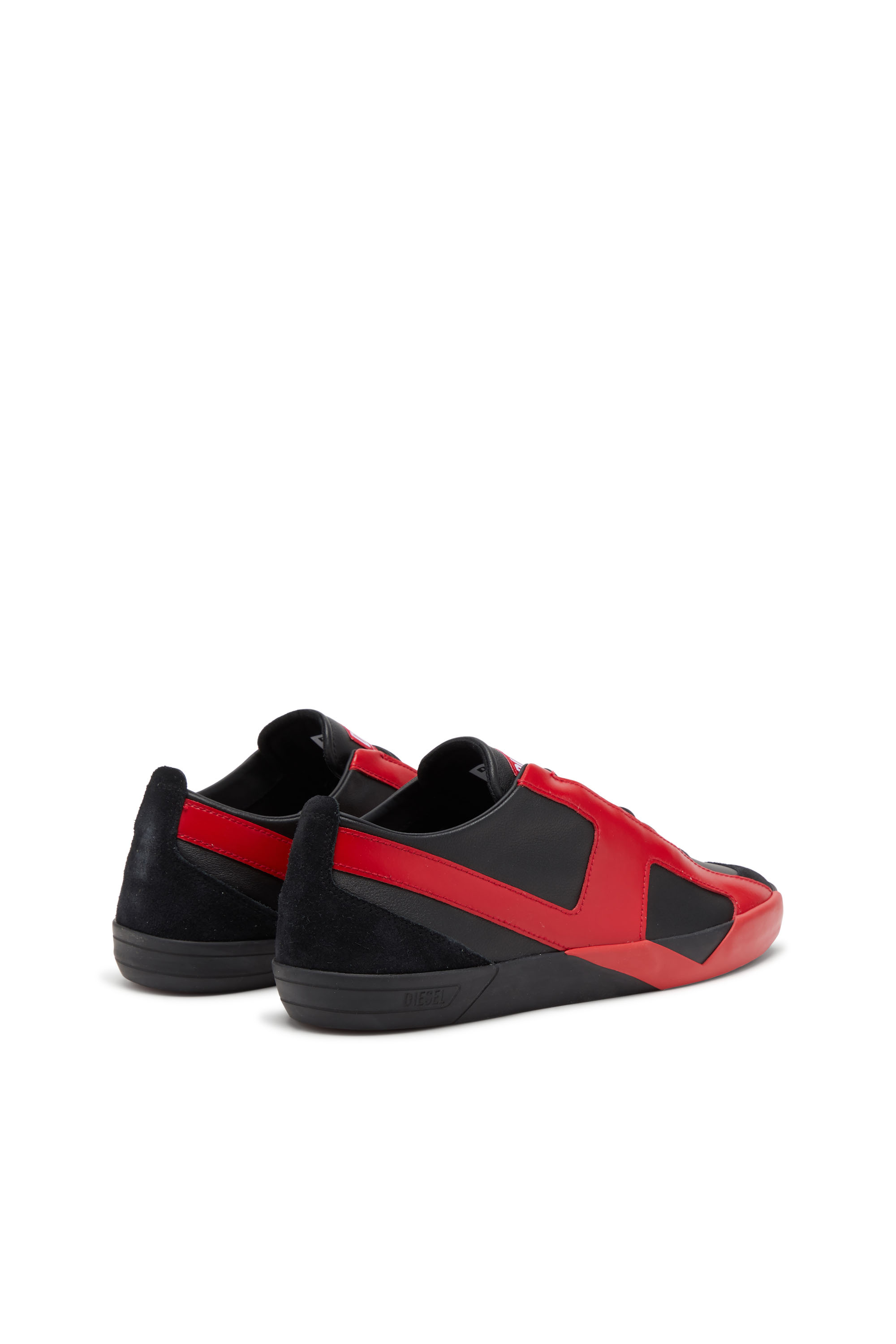 Diesel - S-SLANTE-D LOW, Man's S-Slante-D-Sneakers in suede and leather with D logo in Black/Red - 3