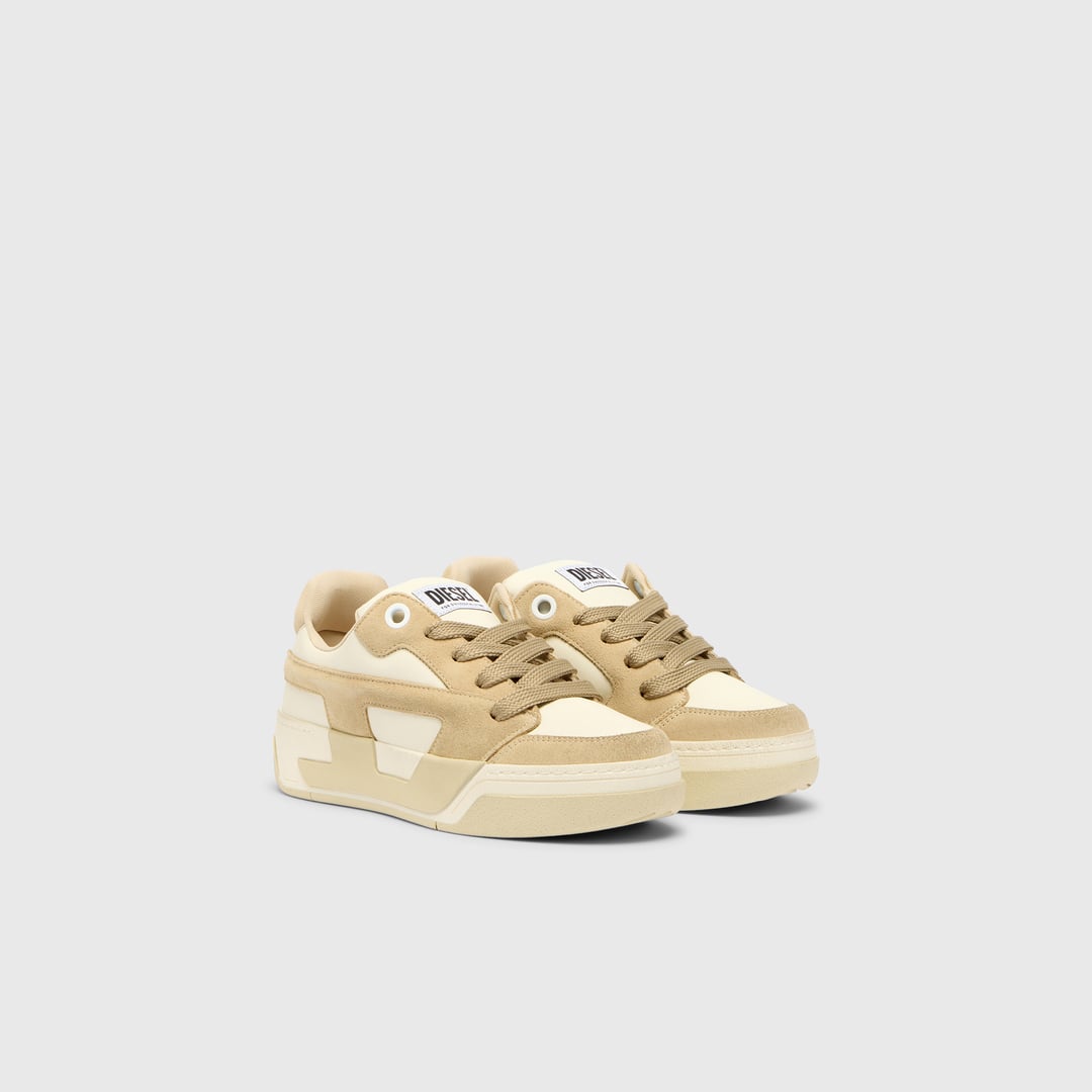 Diesel - D-Ollie-Distressed sneakers in leather and suede - Sneakers - Woman - Beige