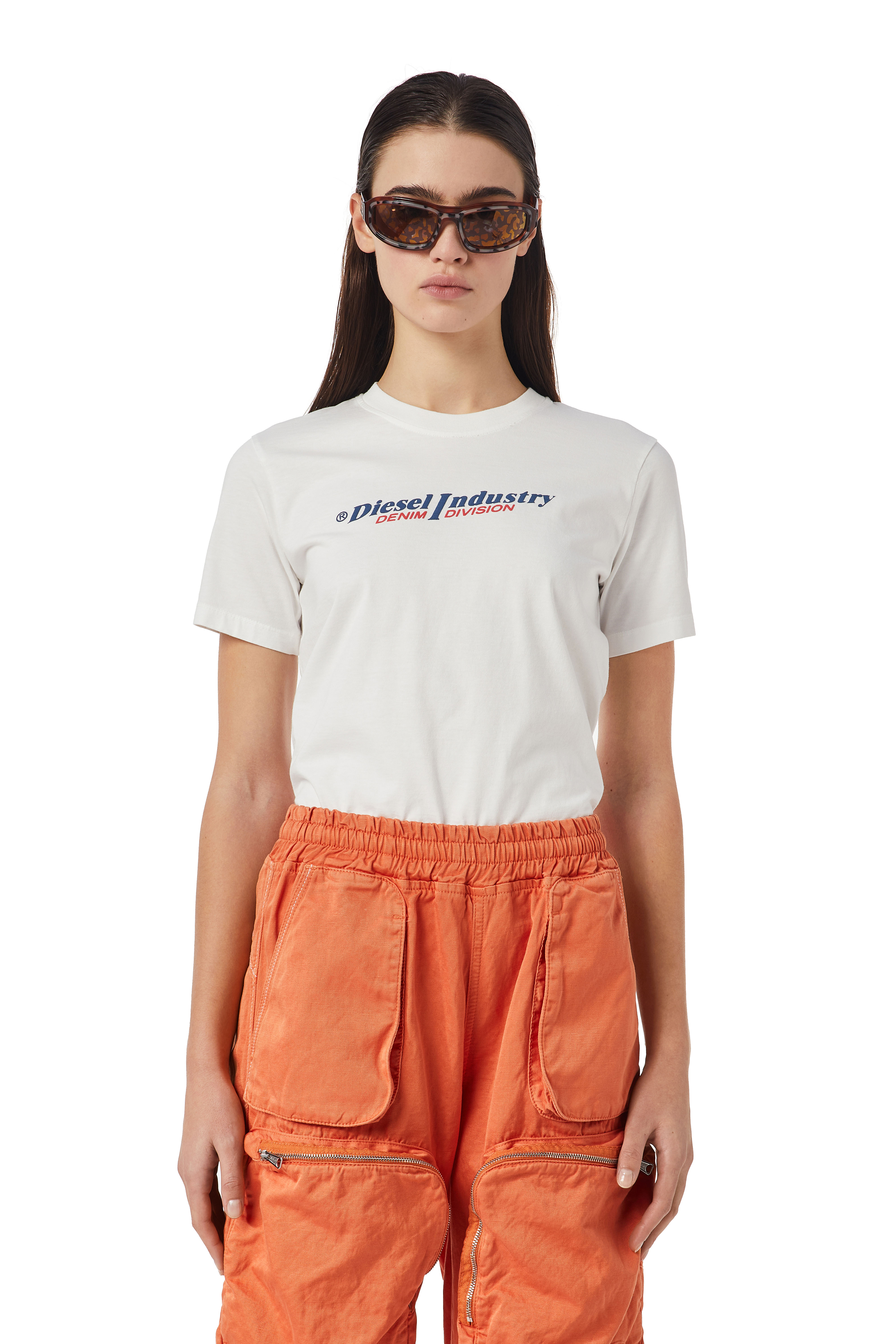 Diesel - T-shirt con stampa effetto puff - T-Shirts - Donna - Bianco