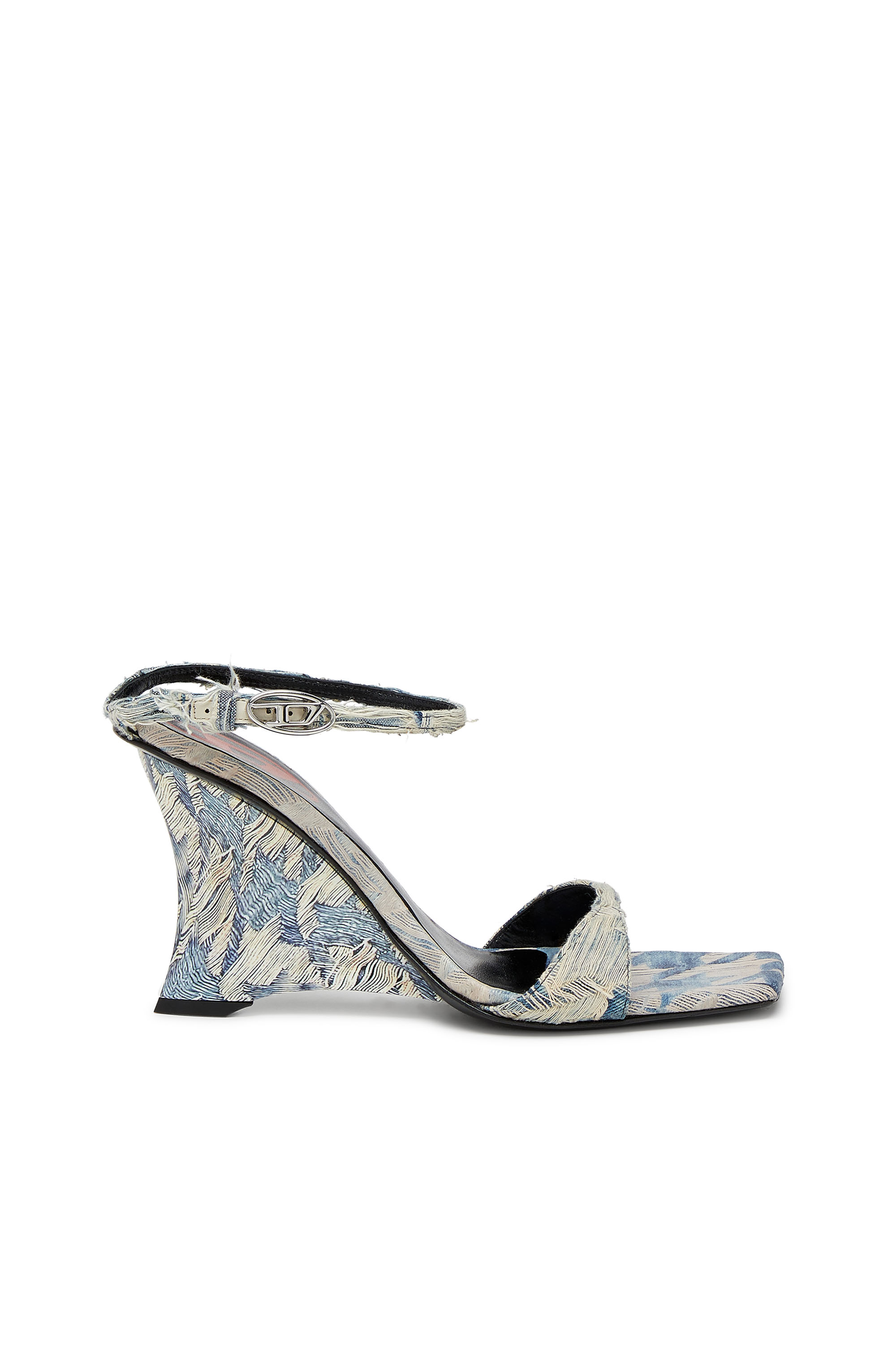 Diesel Women's Blue - D-Amber-Wedge Sandals In Jacquard Denim - Sandals - Woman
