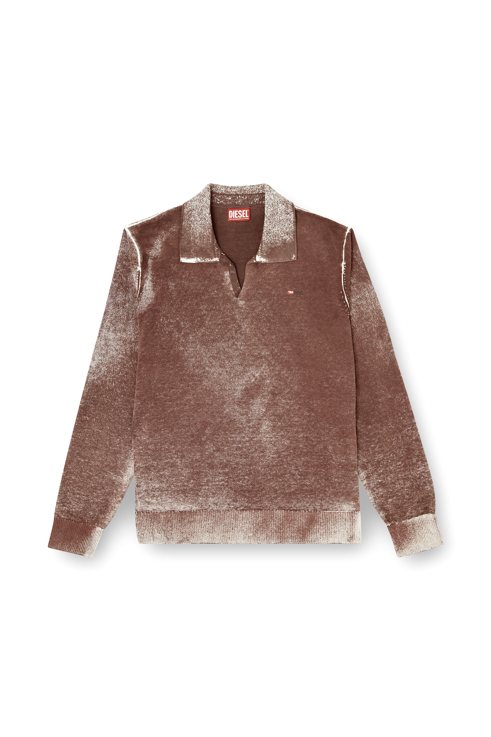 Diesel - K-LAWRENCE, Man's Polo jumper with faded reverse print in Brown/Grey - 3