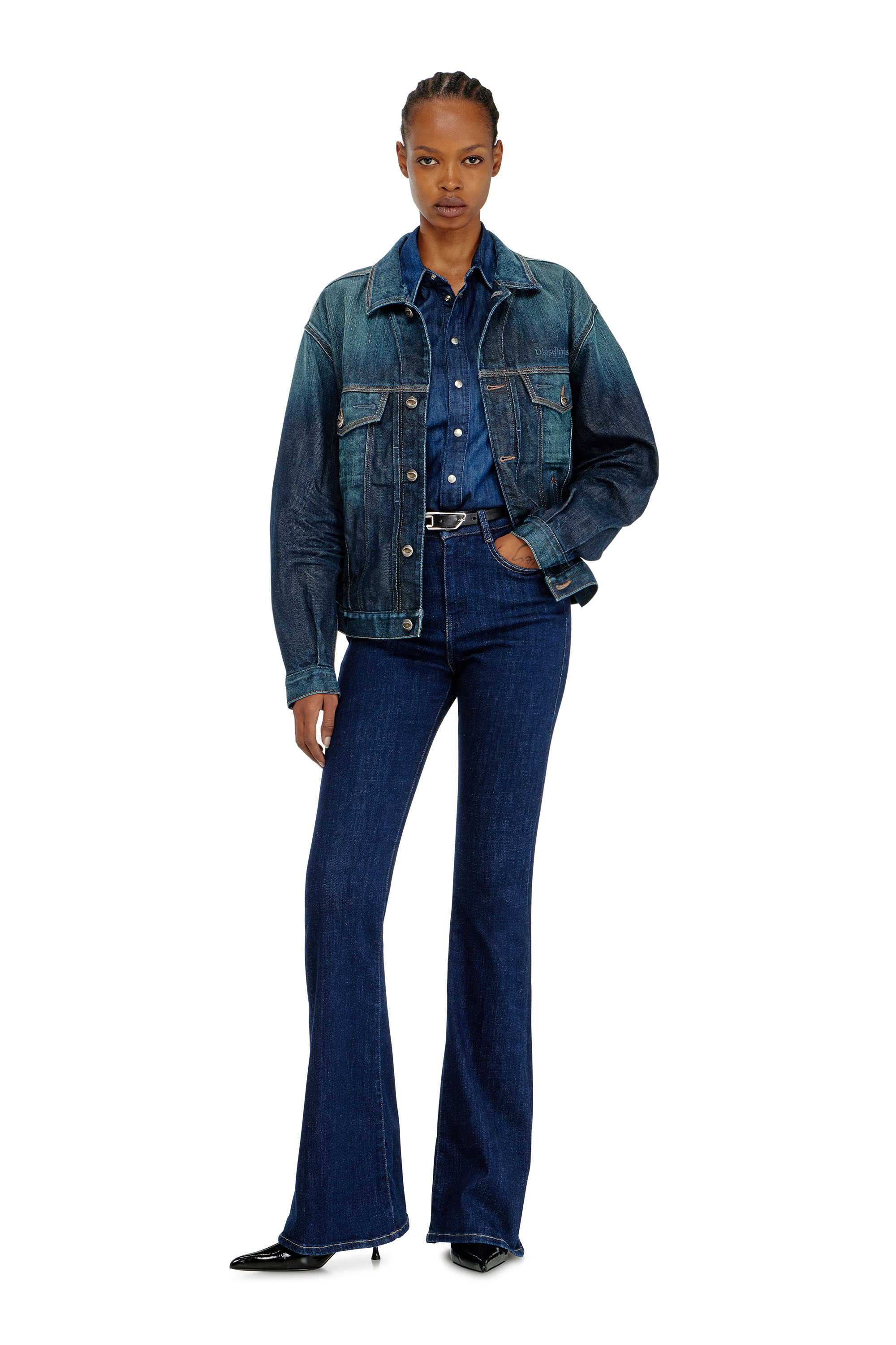 Diesel - D-DENVER-CL, Unisex's Trucker jacket in selvedge denim in Medium blue - 2