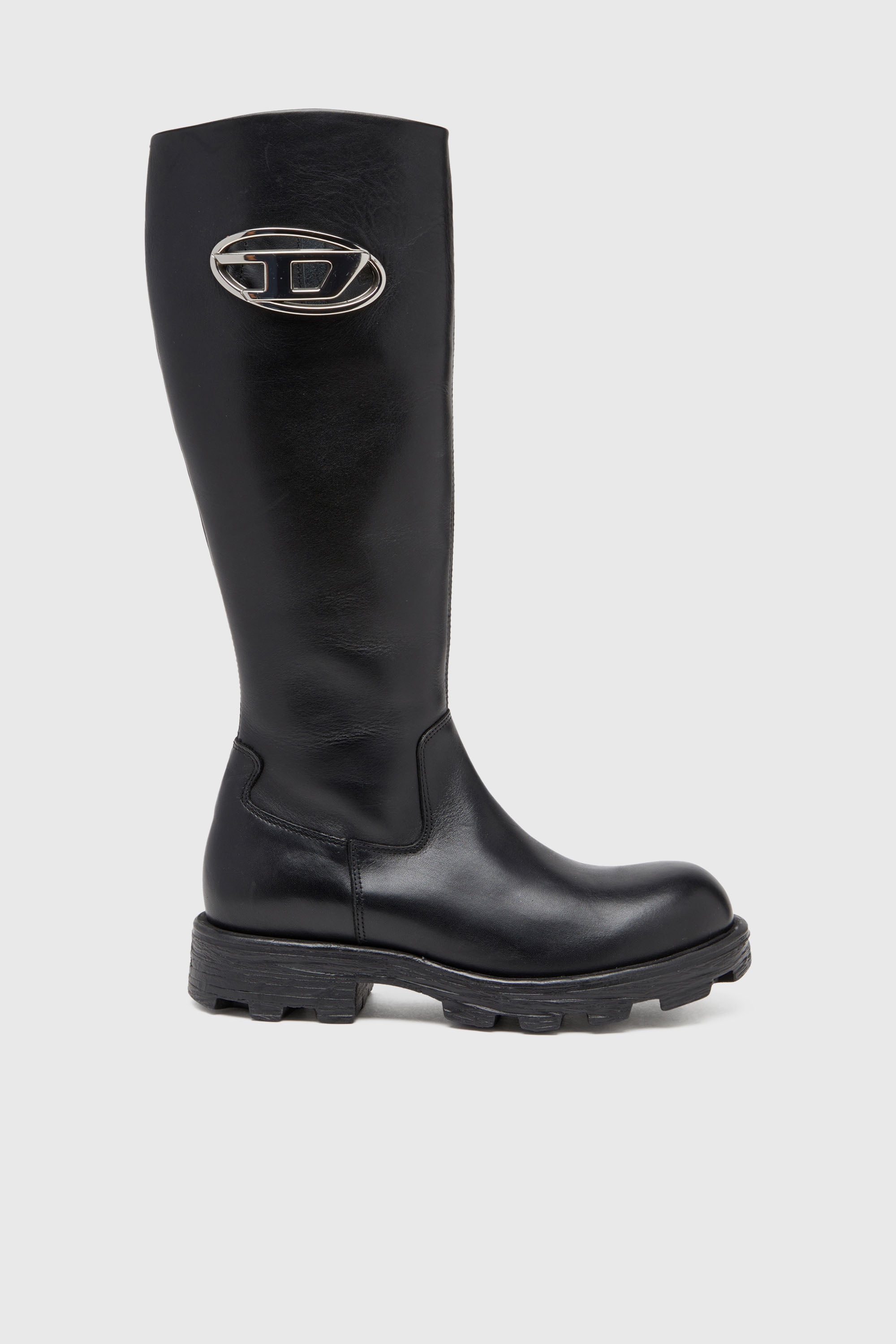 Diesel, D-Hammer-Leather knee-high boots, Boots, Woman in Black