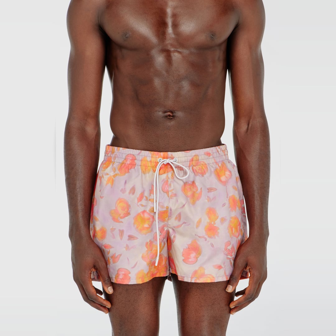 Diesel - Metallic swim shorts with floral print - Swim shorts - Man - Violet