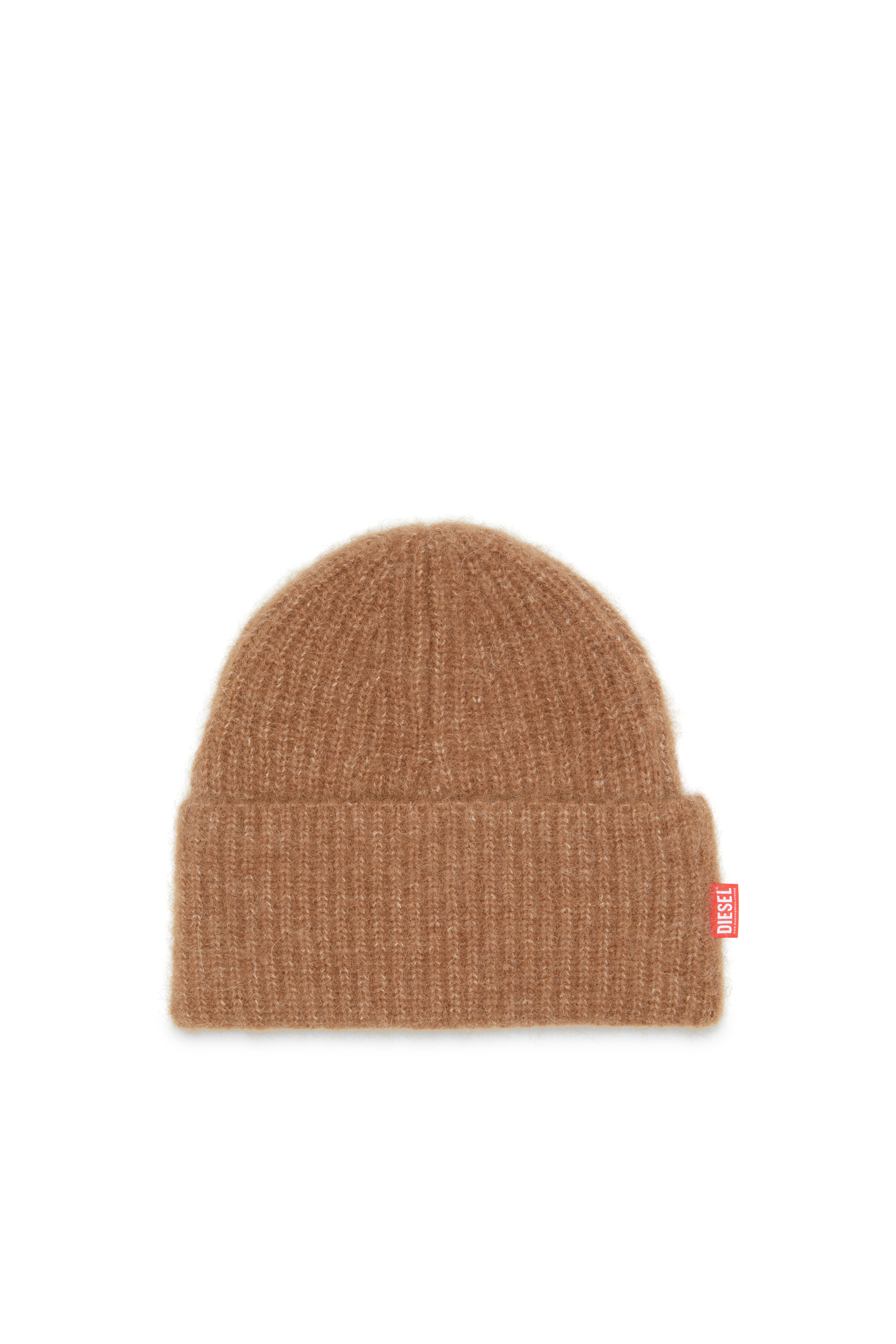 Diesel Ribbed Alpaca Beanie In Brown