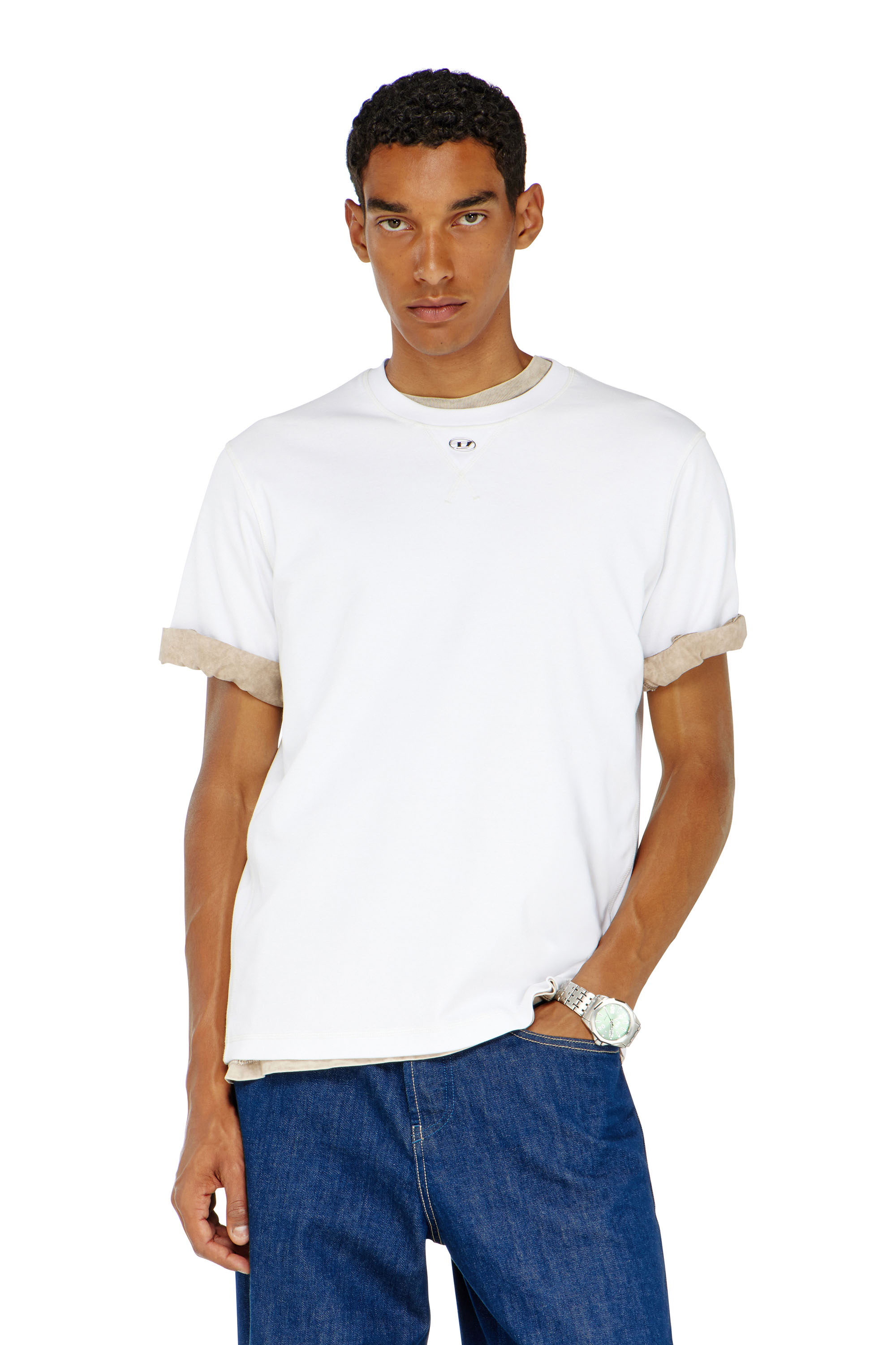 Diesel Herr Vit - Regular T-Shirt With Crew Neck And Oval D - T-Shirts - Man Extra Stor