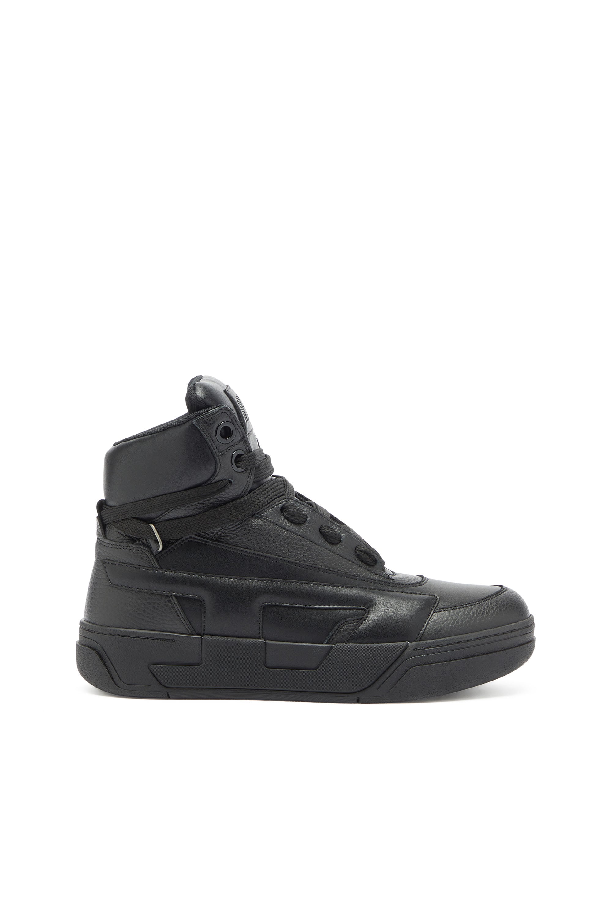 Diesel – S-D-Ollie – High-top leather sneakers with D logo – Sneakers – Man – Black