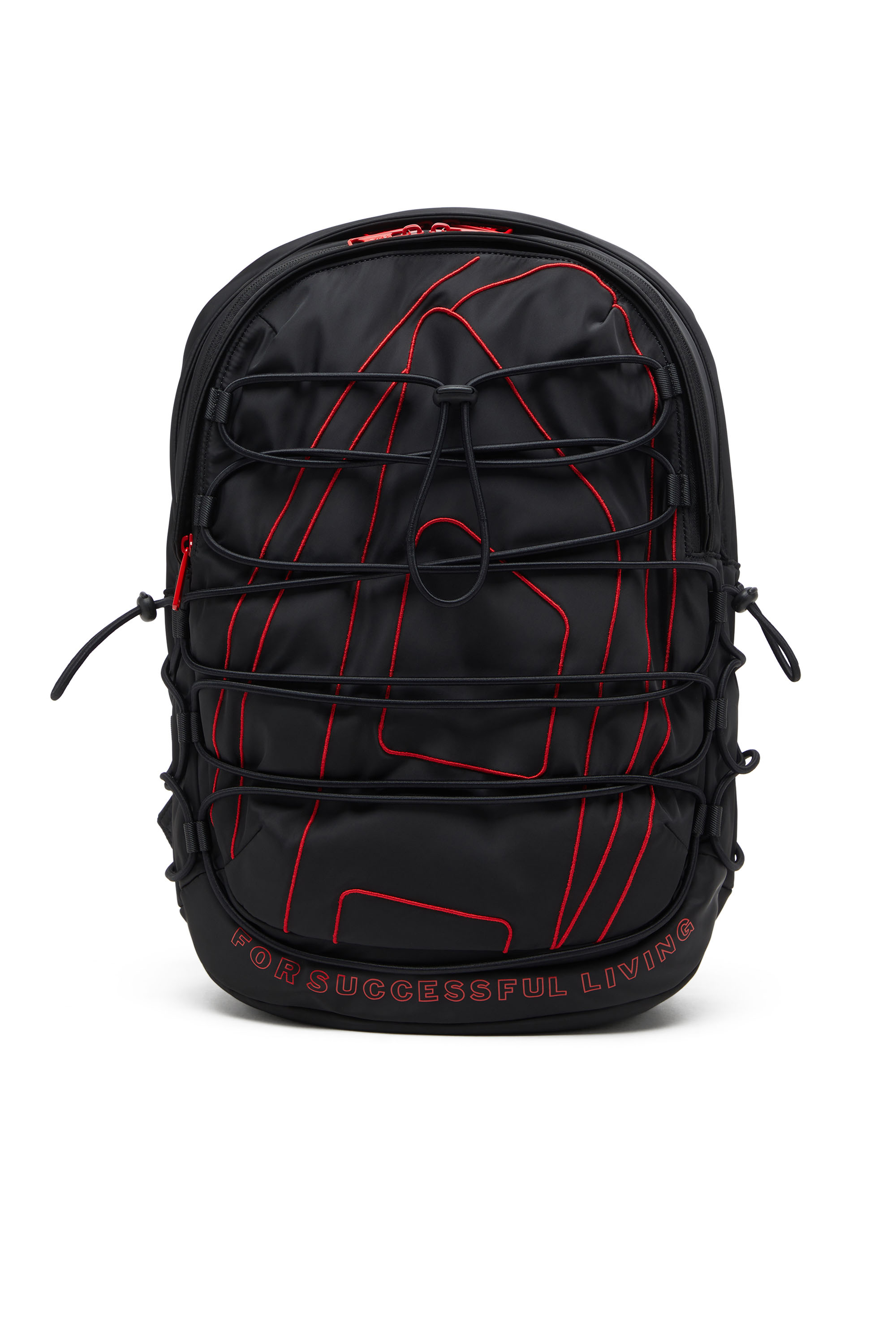 Diesel Unisex Black - Tech-D-Nylon Backpack With Oval D Embroidery - Backpacks Size 4