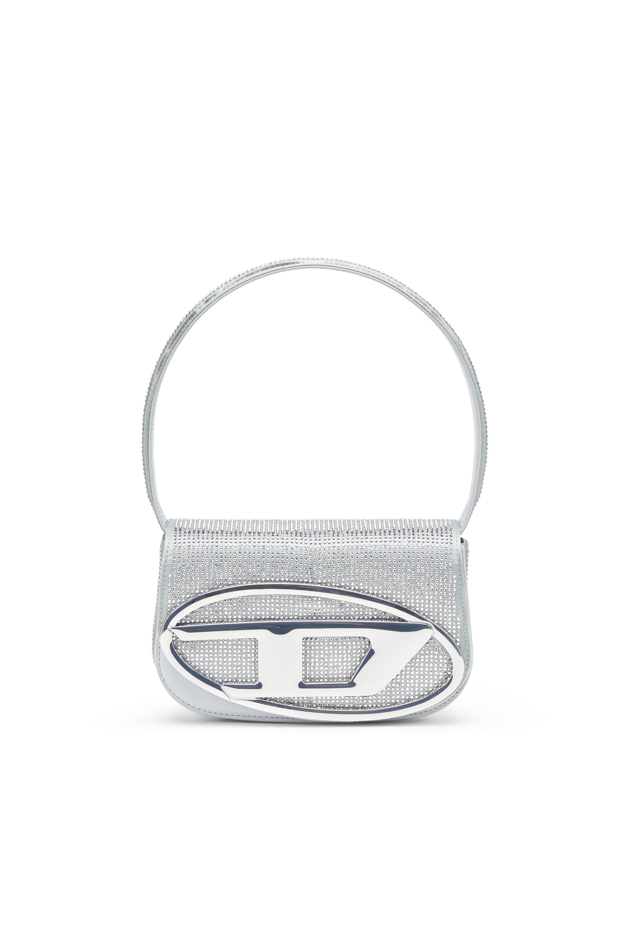 Diesel - 1DR Shoulder Bag - Iconica borsa a spalla in raso e cristalli - Borse a Spalla - Donna - Grigio