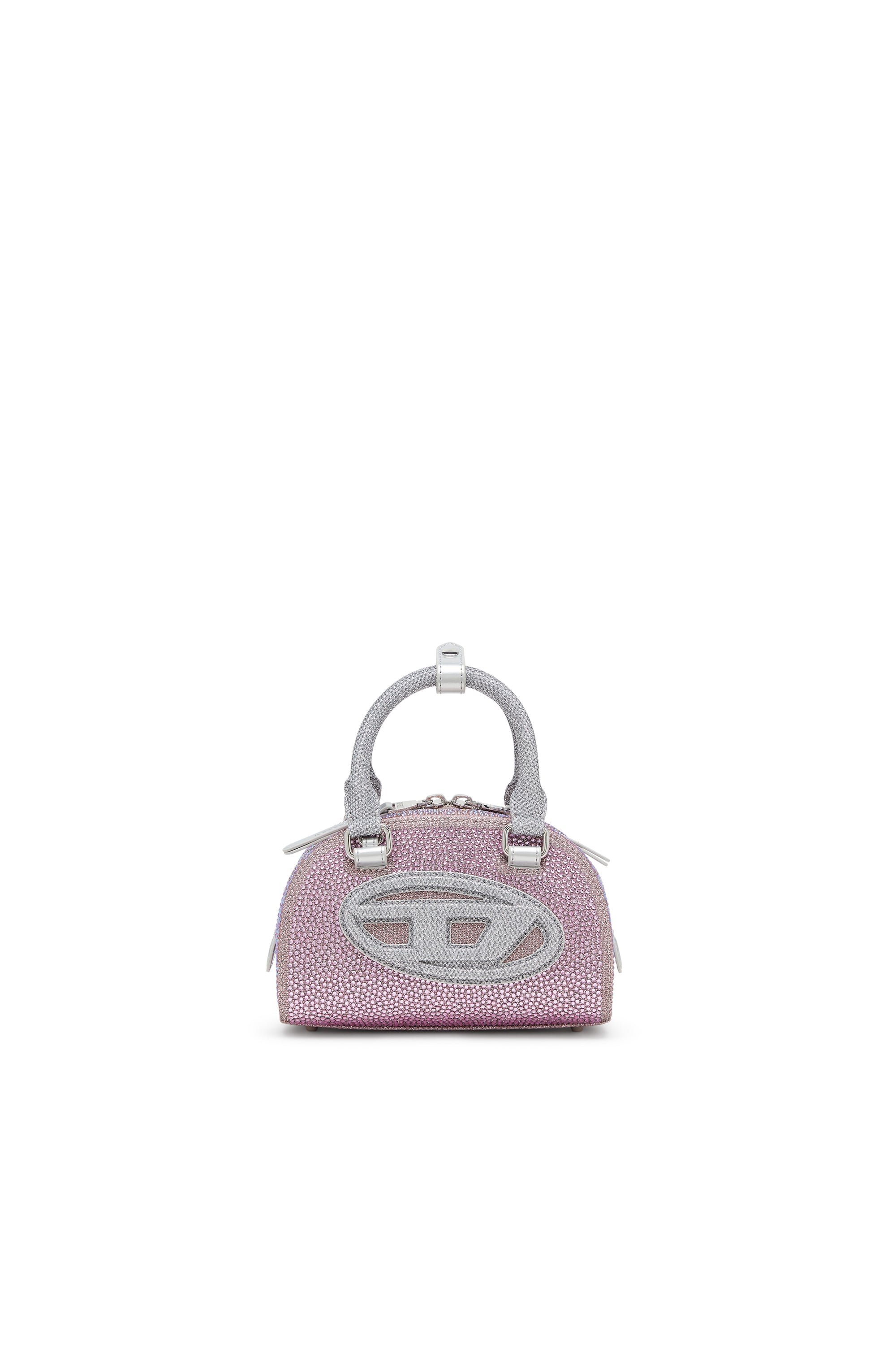 Diesel - 1DR Dome - Small bowling bag in crystal Lurex - Crossbody Bags - Woman - Pink