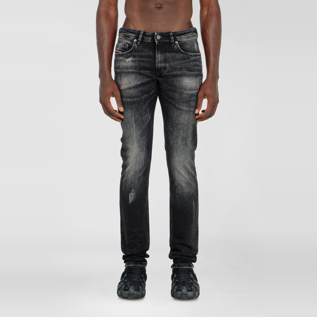 Diesel Jeans Skinny Taille Basse 1979 Sleenker, Noir/Gris foncé, Fermeture zippée