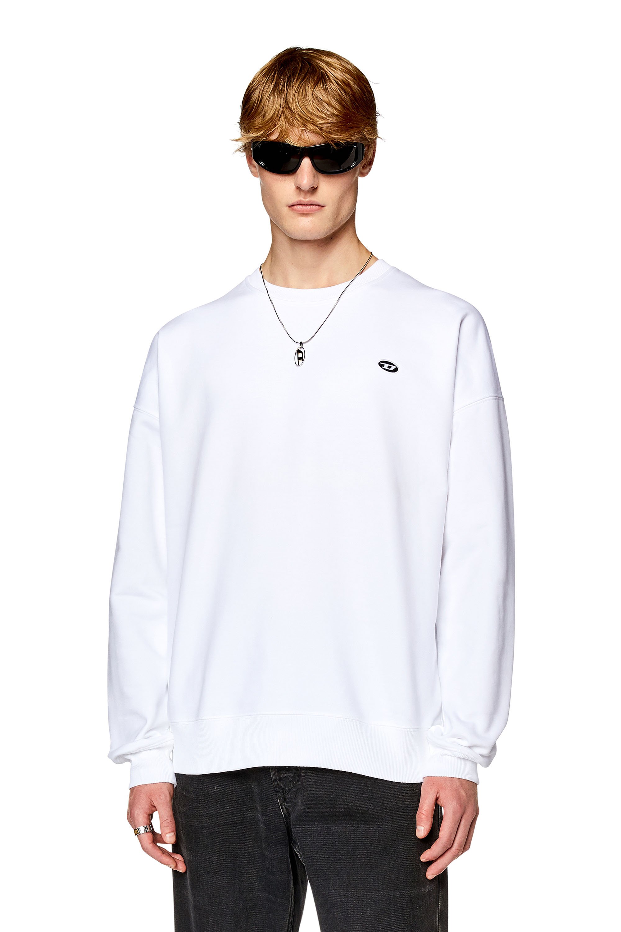 Diesel - Sweatshirt with oval D patch - Sweaters - Man - White