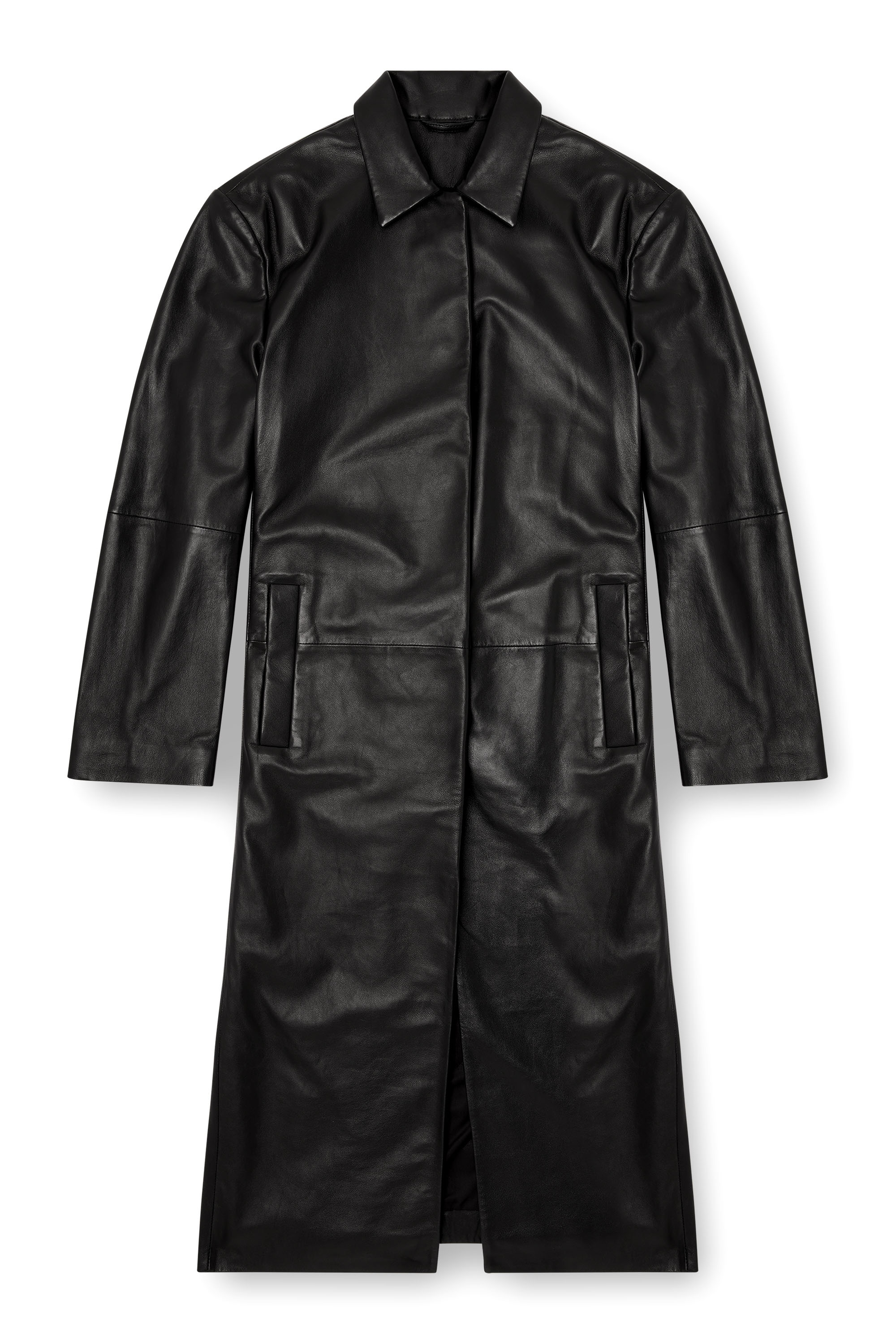 Diesel - L-ANCELOT, Woman's Long padded leather coat in Black - 3