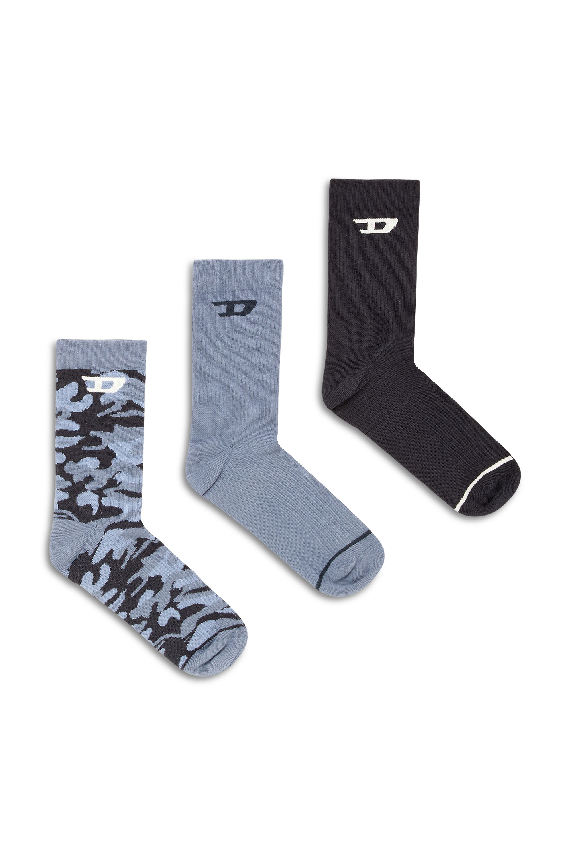 Diesel Mužský Multicolor - Three-Pack Cotton Socks With Jacquard D - Socks - Man Malý