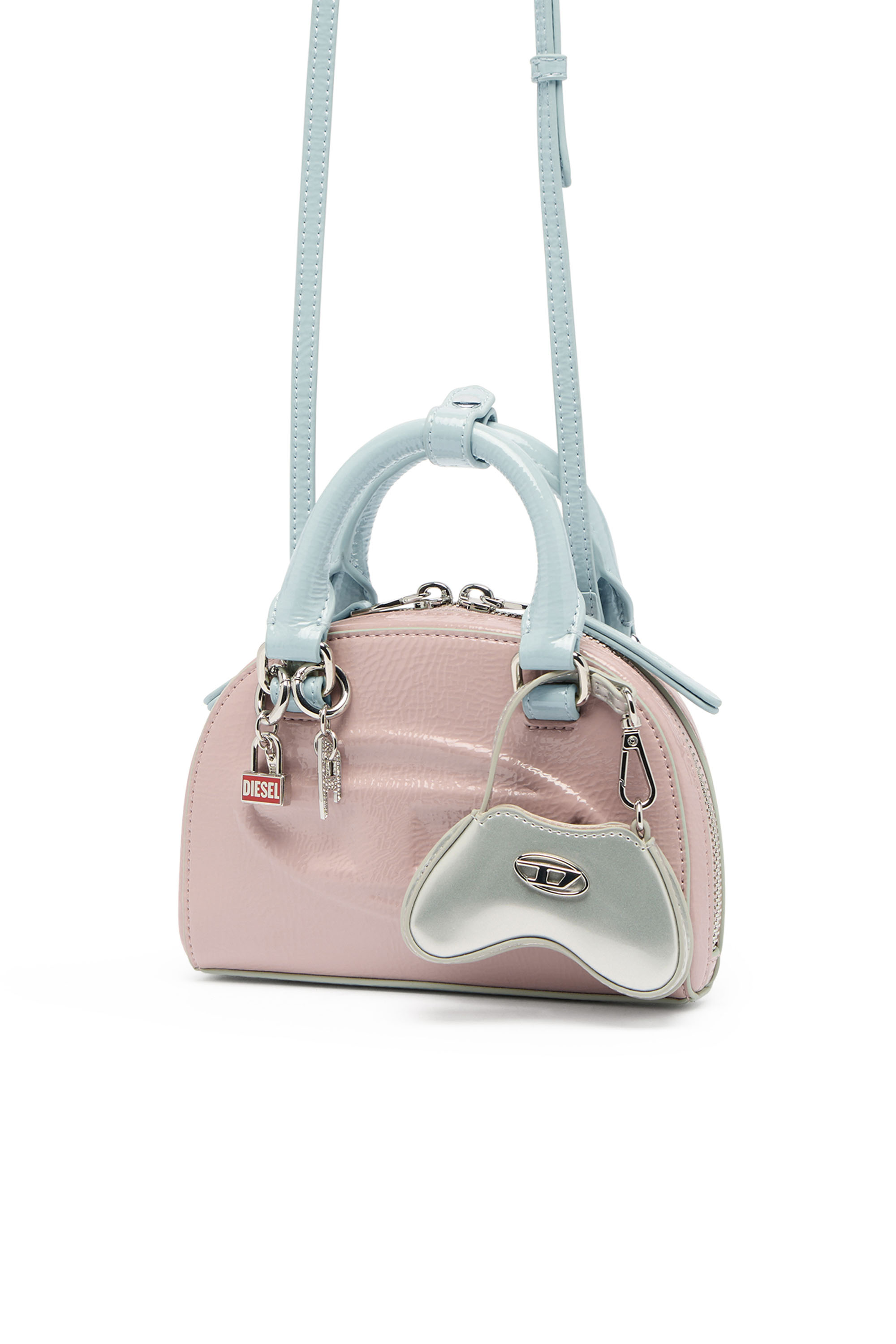Diesel - 1DR DOME CROSSBODY XS, Woman's 1DR Dome-Mini bowling bag with naplak effect in Pink - 7