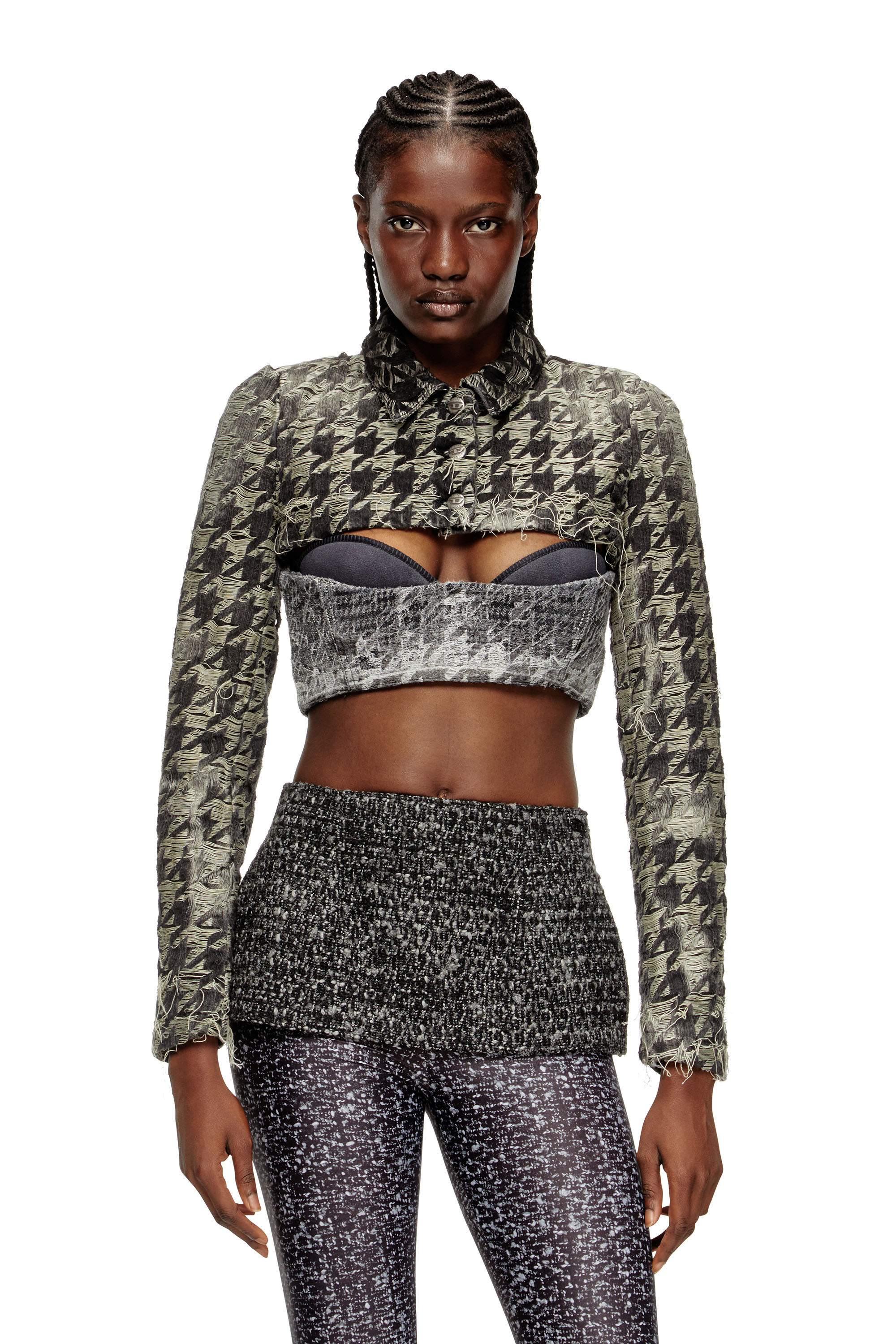 Diesel Shrug In Houndstooth-weave Denim In Multi