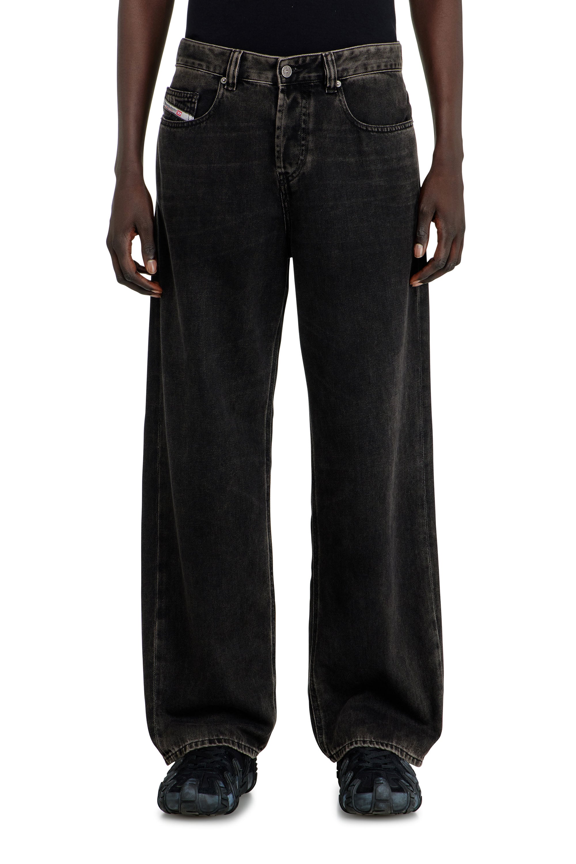 Diesel Relaxed Jeans Low Waist 2001 D-Macro, Black/Dark grey, Button fly