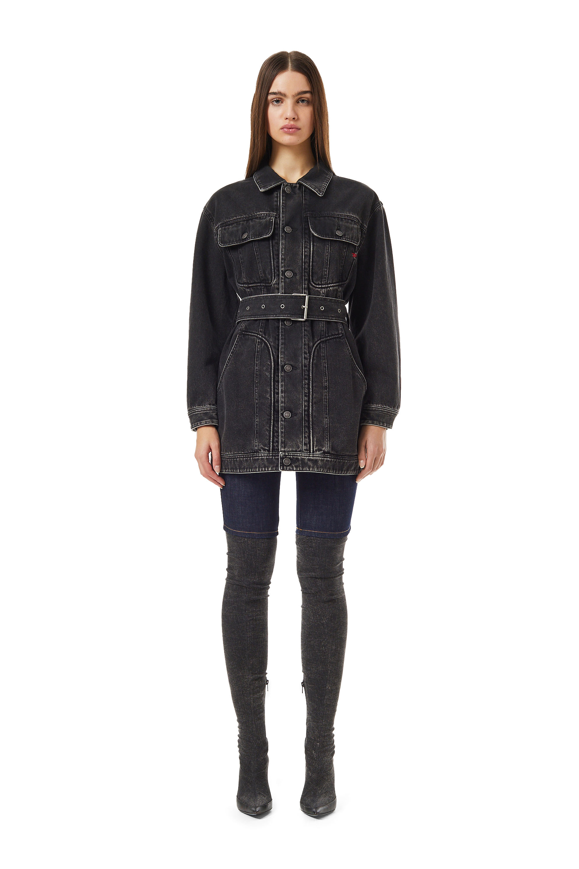 Diesel Trucker Coat In Black